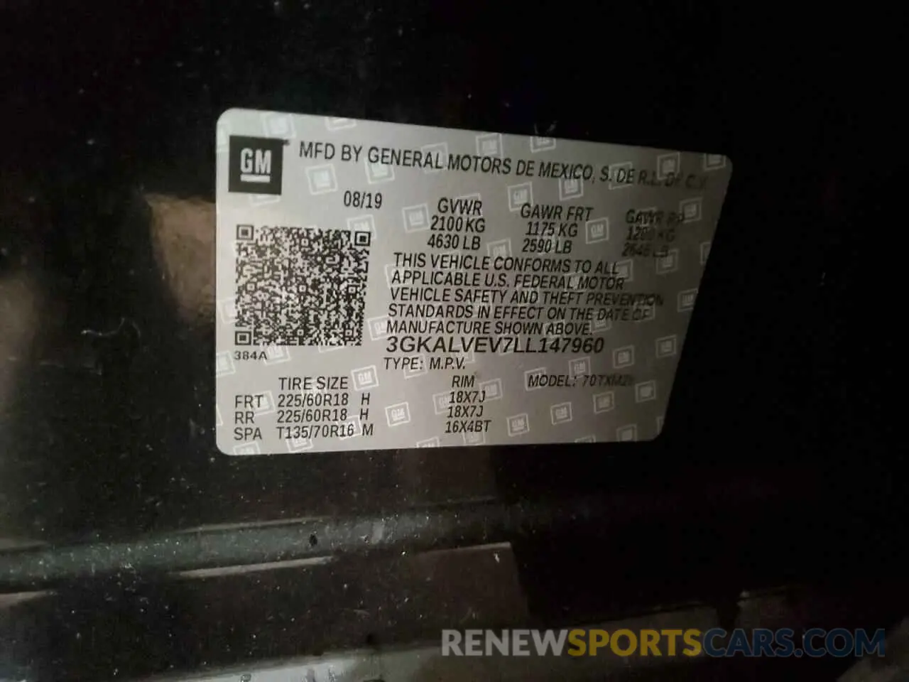 13 Photograph of a damaged car 3GKALVEV7LL147960 GMC TERRAIN 2020