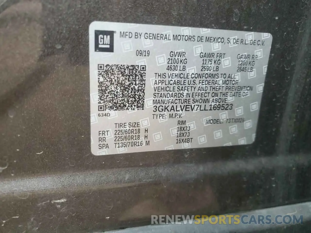 13 Photograph of a damaged car 3GKALVEV7LL169523 GMC TERRAIN 2020