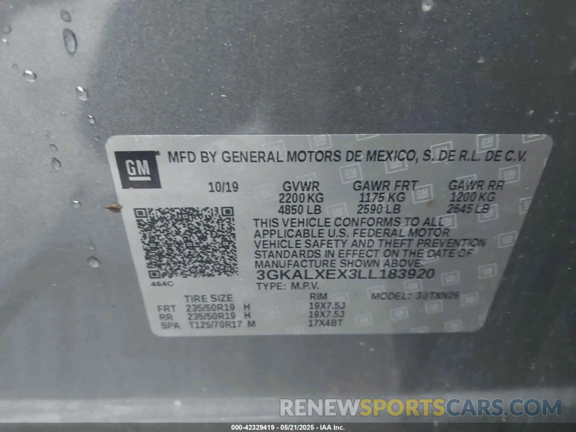 9 Photograph of a damaged car 3GKALXEX3LL183920 GMC TERRAIN 2020