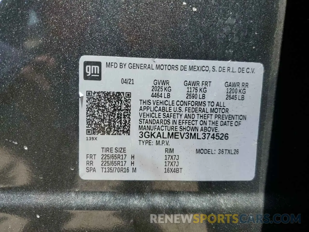 14 Photograph of a damaged car 3GKALMEV3ML374526 GMC TERRAIN 2021