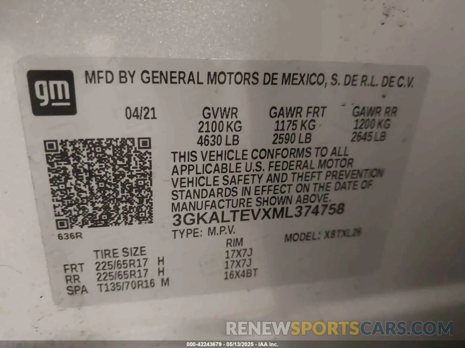 9 Photograph of a damaged car 3GKALTEVXML374758 GMC TERRAIN 2021
