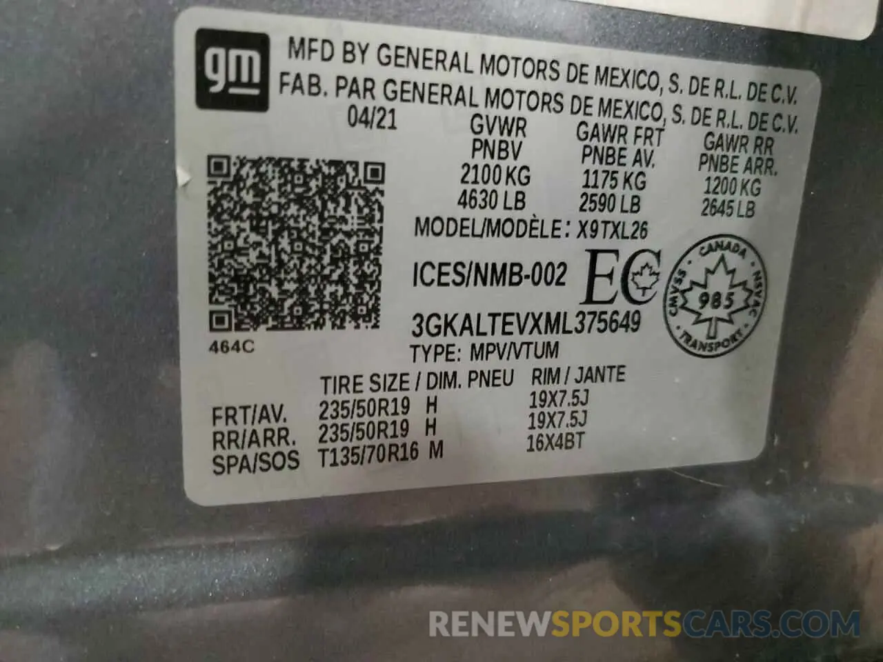 14 Photograph of a damaged car 3GKALTEVXML375649 GMC TERRAIN 2021