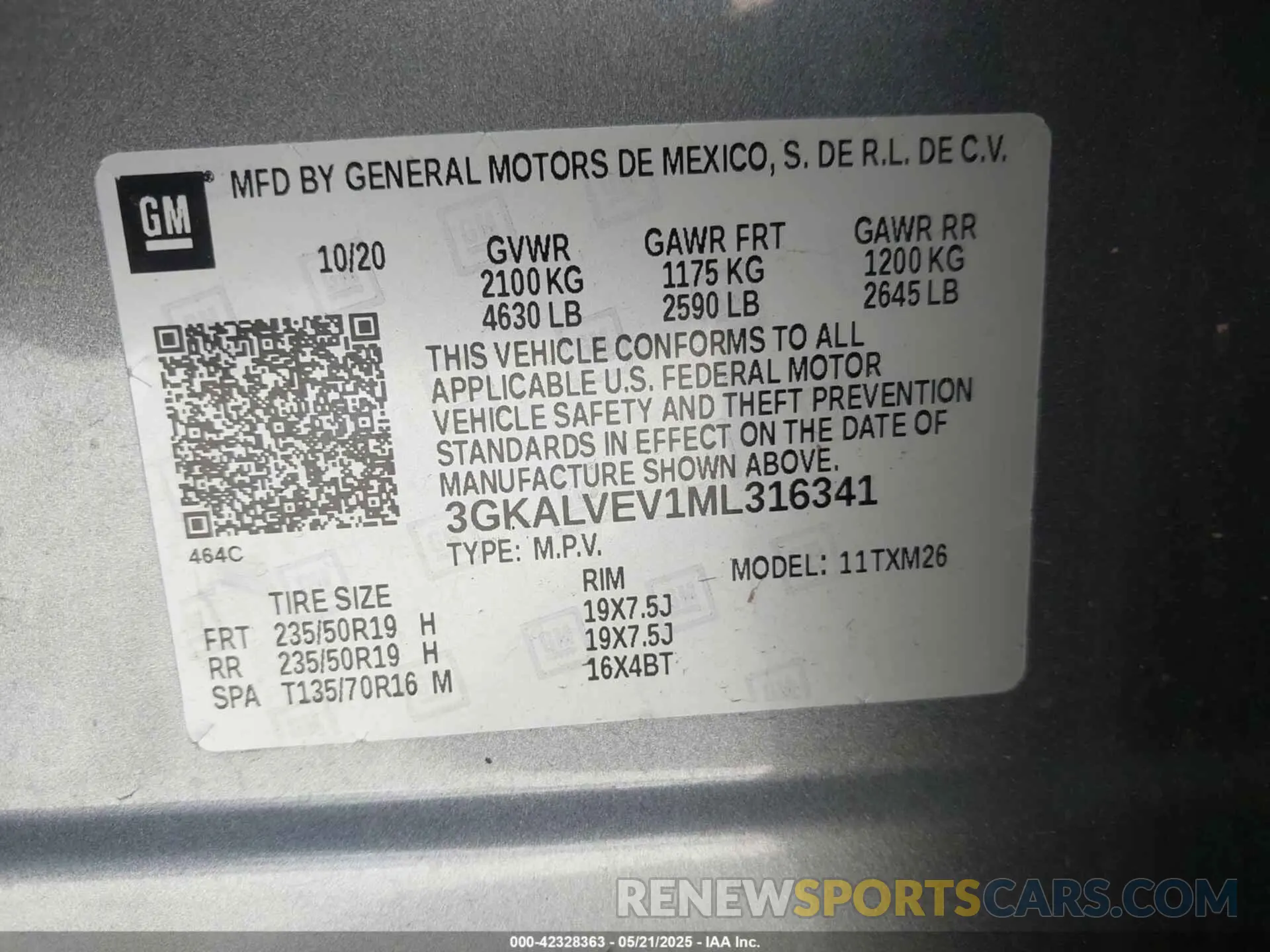 9 Photograph of a damaged car 3GKALVEV1ML316341 GMC TERRAIN 2021