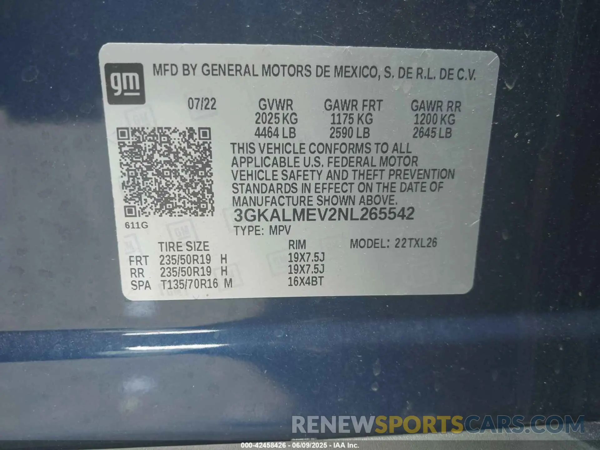 9 Photograph of a damaged car 3GKALMEV2NL265542 GMC TERRAIN 2022