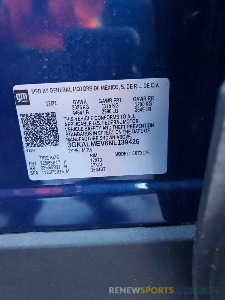 13 Photograph of a damaged car 3GKALMEV6NL139426 GMC TERRAIN 2022