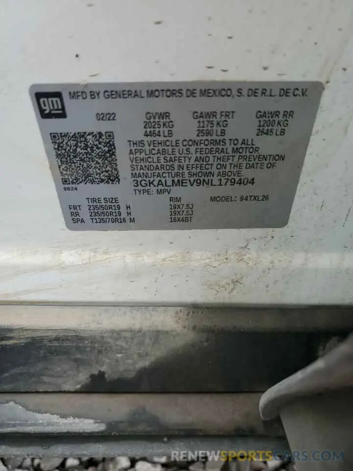 13 Photograph of a damaged car 3GKALMEV9NL179404 GMC TERRAIN 2022