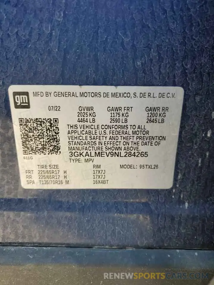 15 Photograph of a damaged car 3GKALMEV9NL284265 GMC TERRAIN 2022