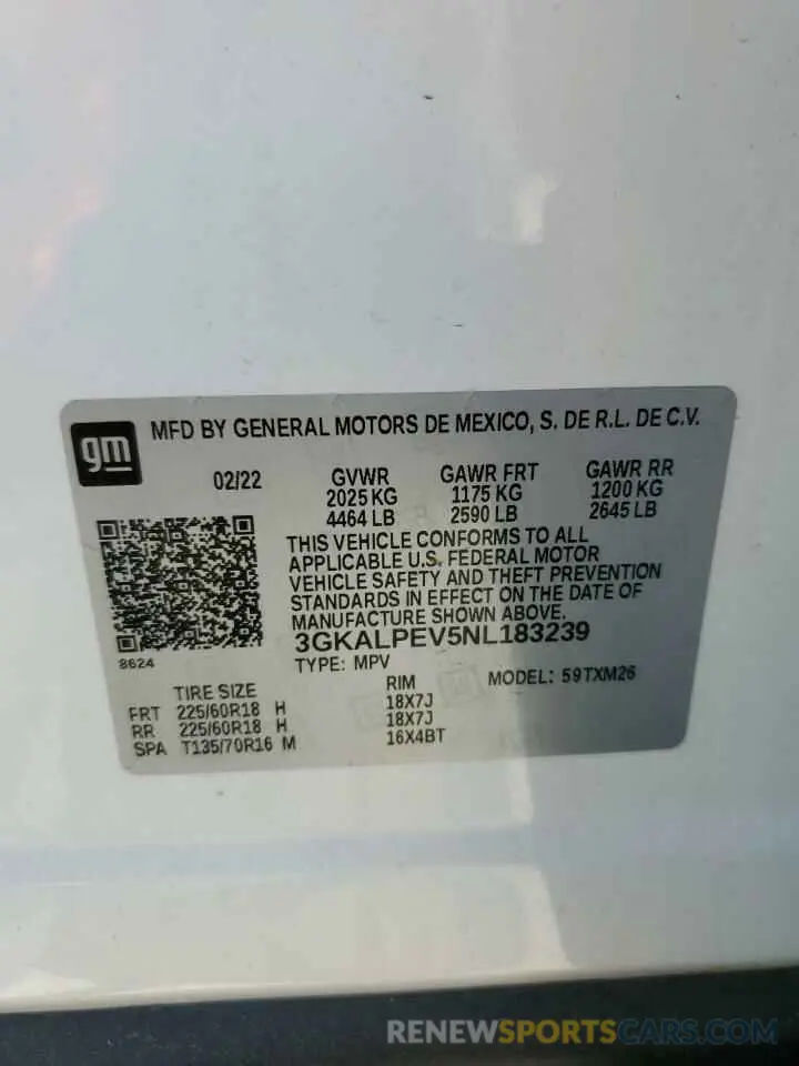 13 Photograph of a damaged car 3GKALPEV5NL183239 GMC TERRAIN 2022
