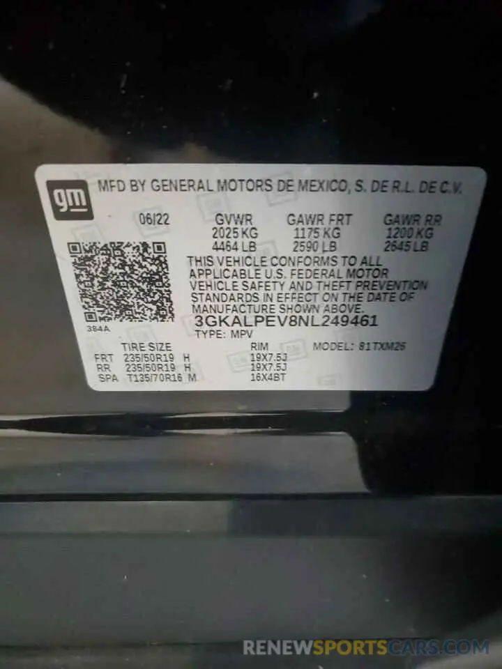 13 Photograph of a damaged car 3GKALPEV8NL249461 GMC TERRAIN 2022