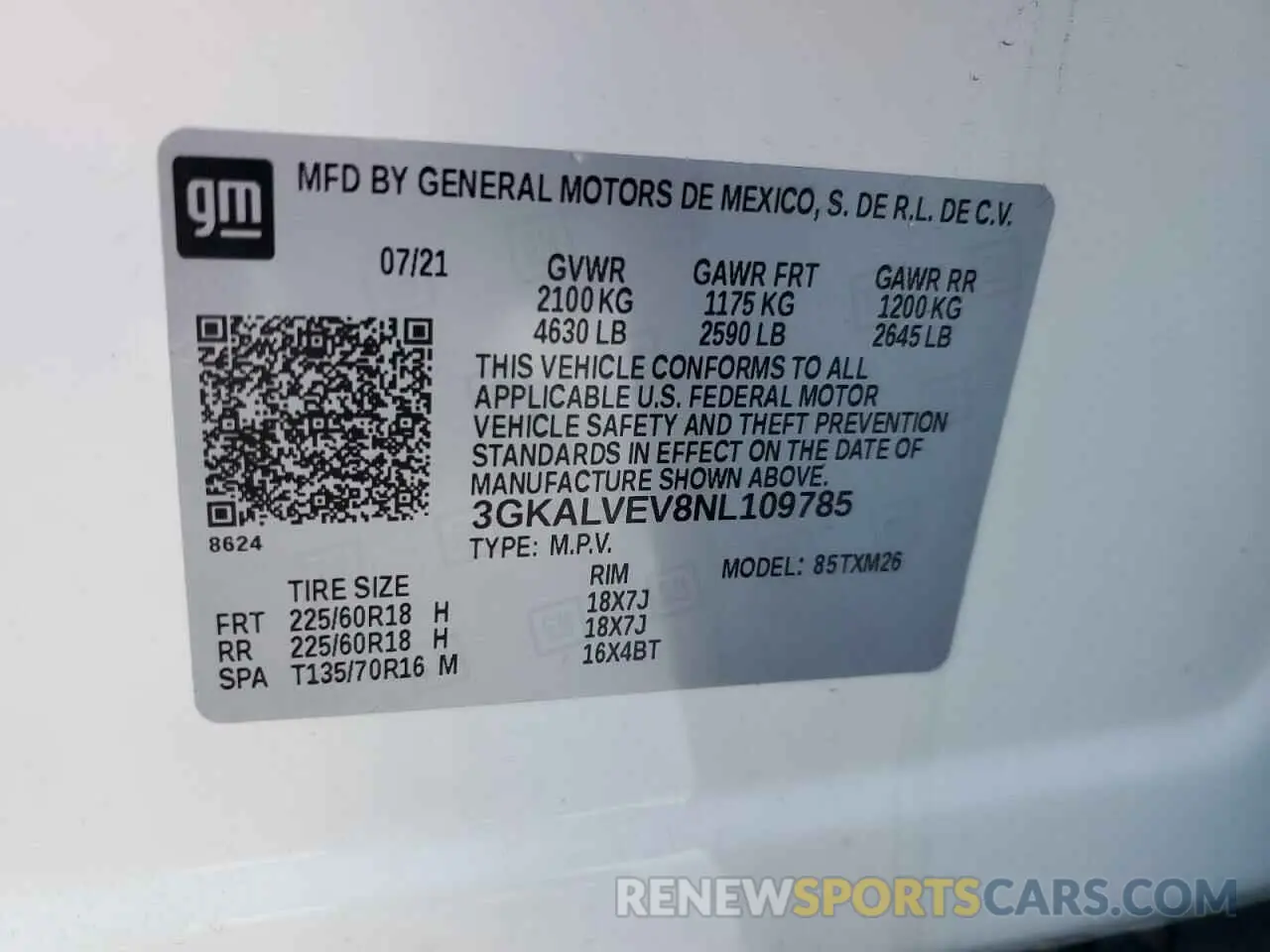 13 Photograph of a damaged car 3GKALVEV8NL109785 GMC TERRAIN 2022