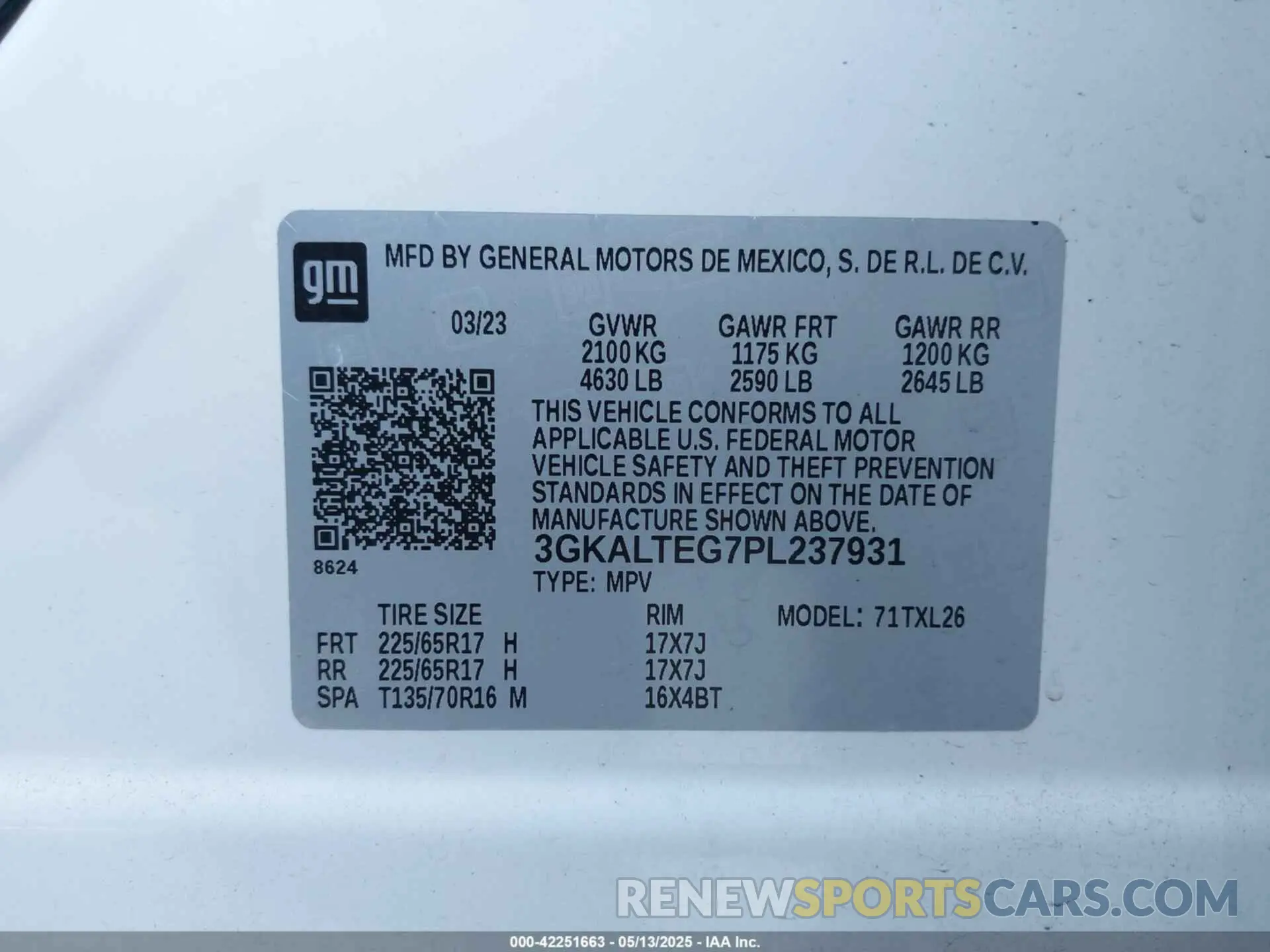 9 Photograph of a damaged car 3GKALTEG7PL237931 GMC TERRAIN 2023