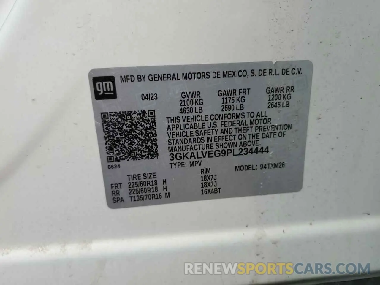 13 Photograph of a damaged car 3GKALVEG9PL234444 GMC TERRAIN 2023