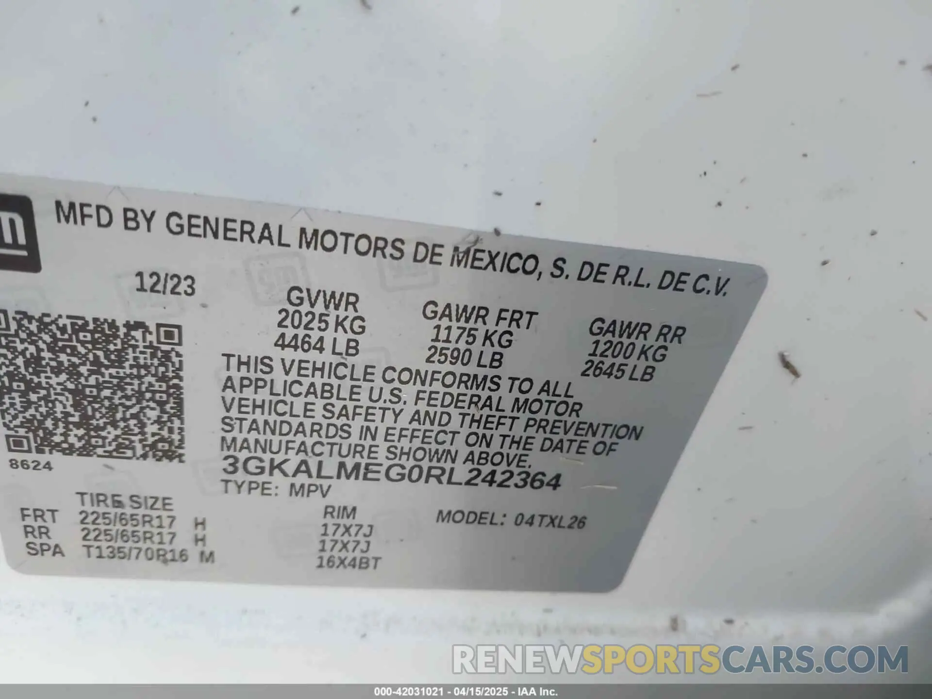 9 Photograph of a damaged car 3GKALMEG0RL242364 GMC TERRAIN 2024
