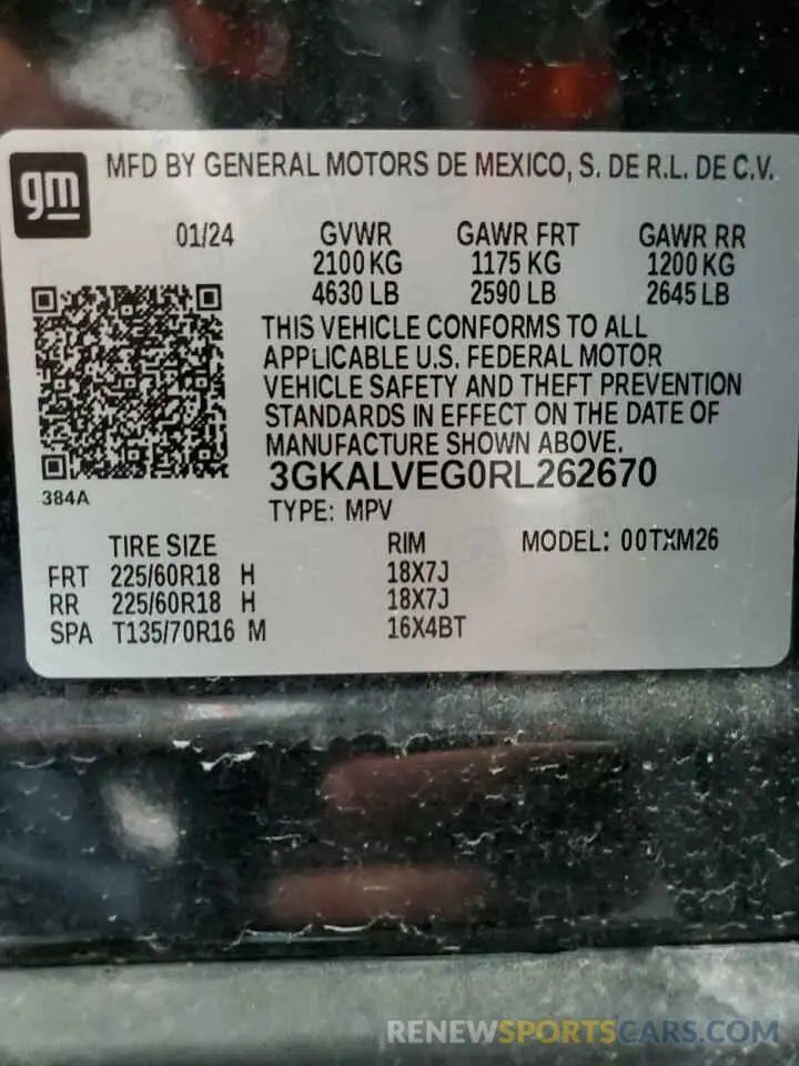14 Photograph of a damaged car 3GKALVEG0RL262670 GMC TERRAIN 2024
