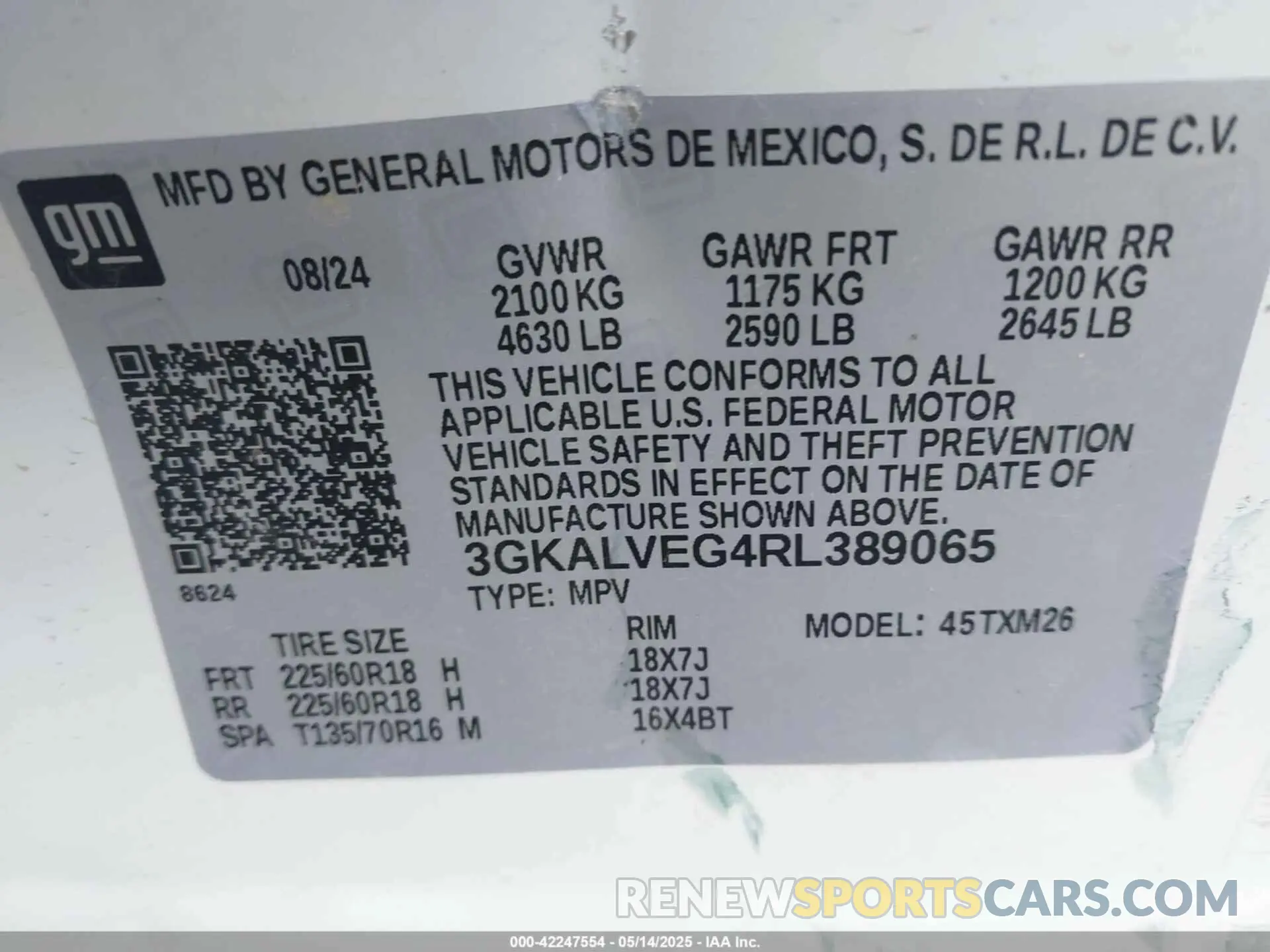 9 Photograph of a damaged car 3GKALVEG4RL389065 GMC TERRAIN 2024