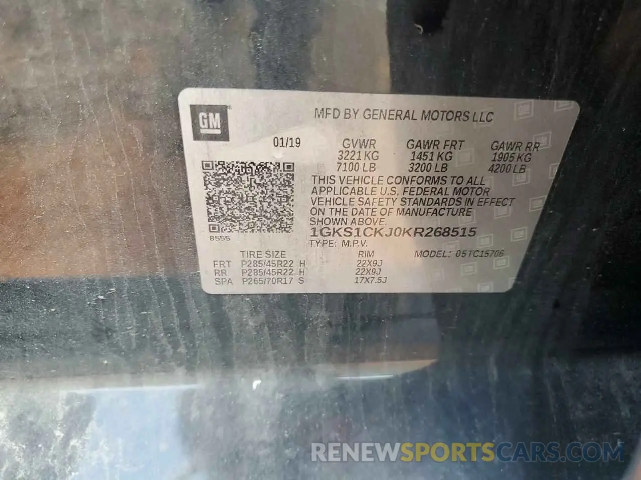 13 Photograph of a damaged car 1GKS1CKJ0KR268515 GMC YUKON 2019