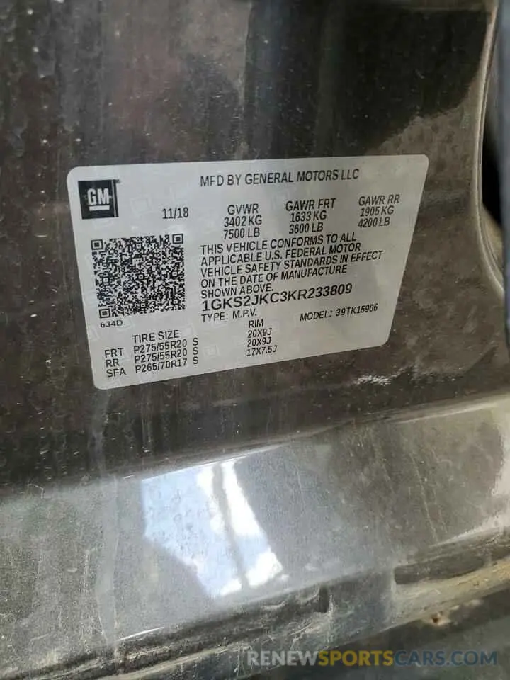13 Photograph of a damaged car 1GKS2JKC3KR233809 GMC YUKON 2019