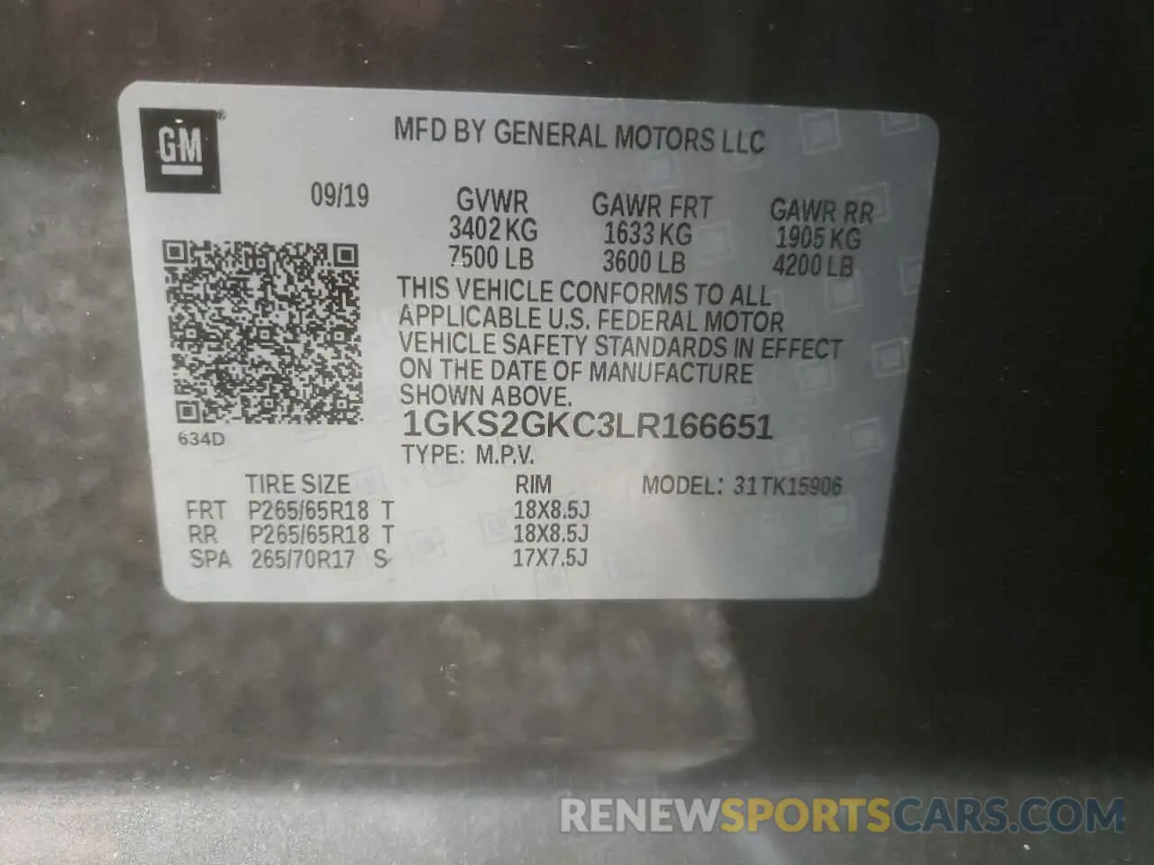 13 Photograph of a damaged car 1GKS2GKC3LR166651 GMC YUKON 2020