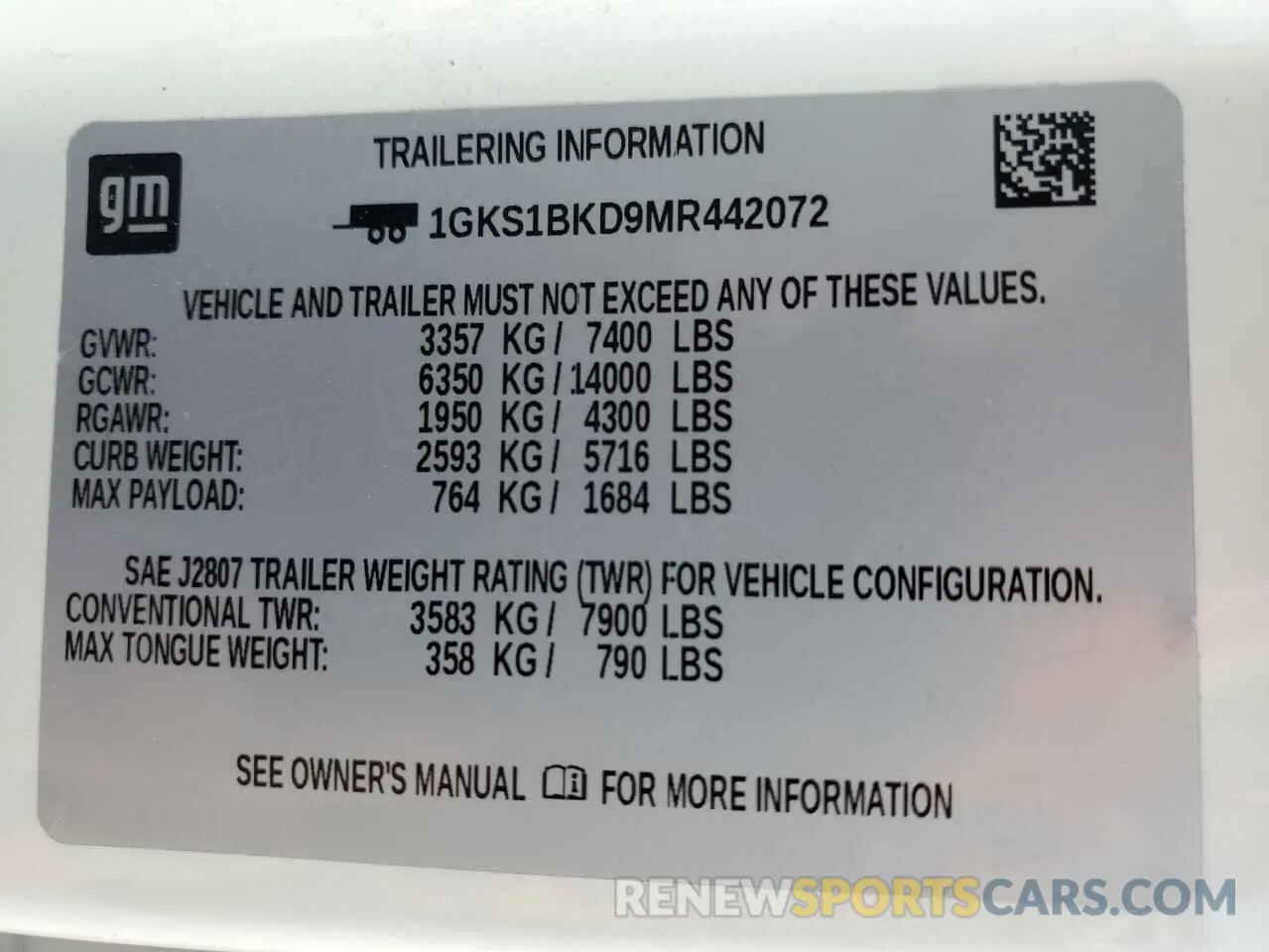 13 Photograph of a damaged car 1GKS1BKD9MR442072 GMC YUKON 2021