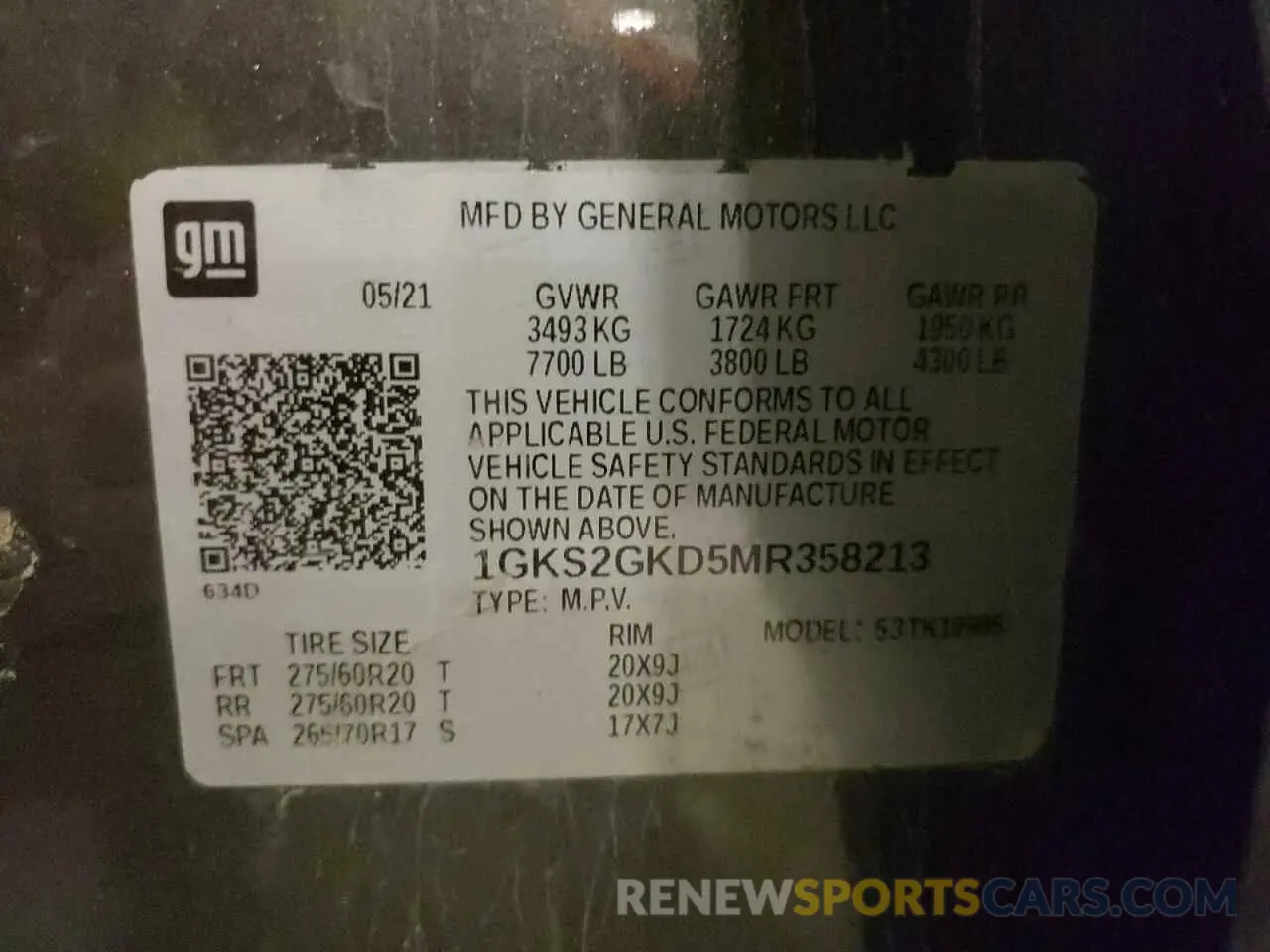 13 Photograph of a damaged car 1GKS2GKD5MR358213 GMC YUKON 2021