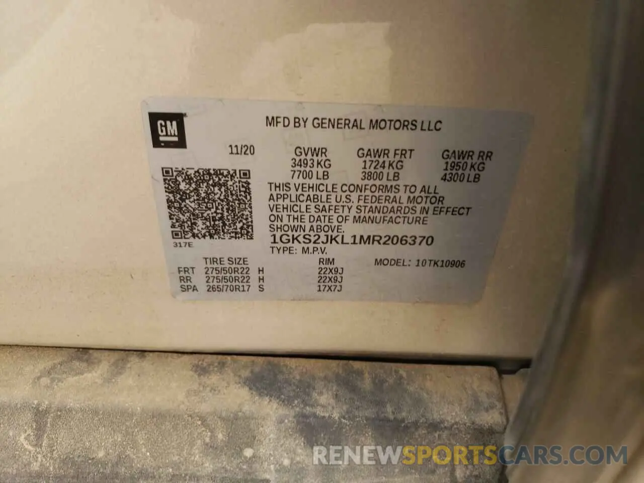 14 Photograph of a damaged car 1GKS2JKL1MR206370 GMC YUKON 2021