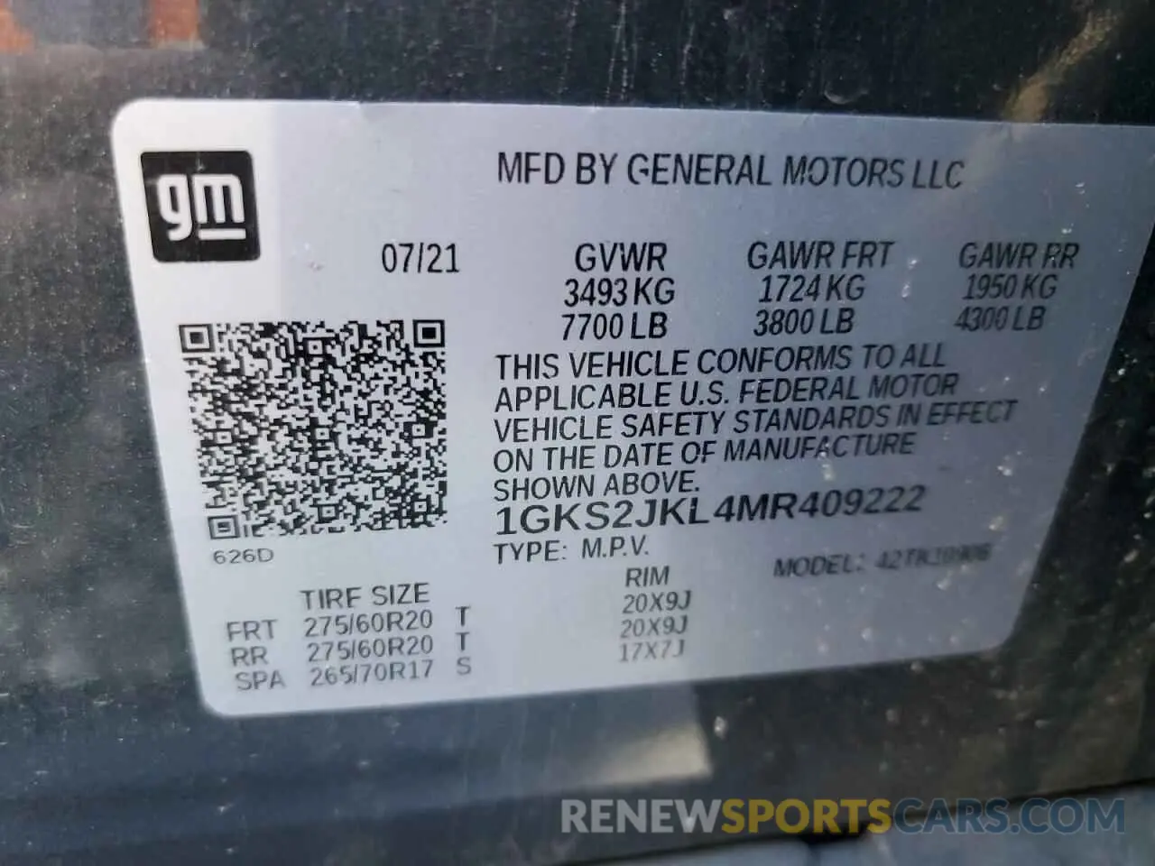 13 Photograph of a damaged car 1GKS2JKL4MR409222 GMC YUKON 2021