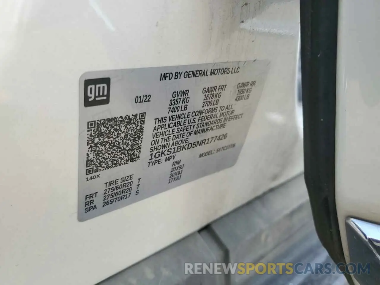 14 Photograph of a damaged car 1GKS1BKD5NR177426 GMC YUKON 2022