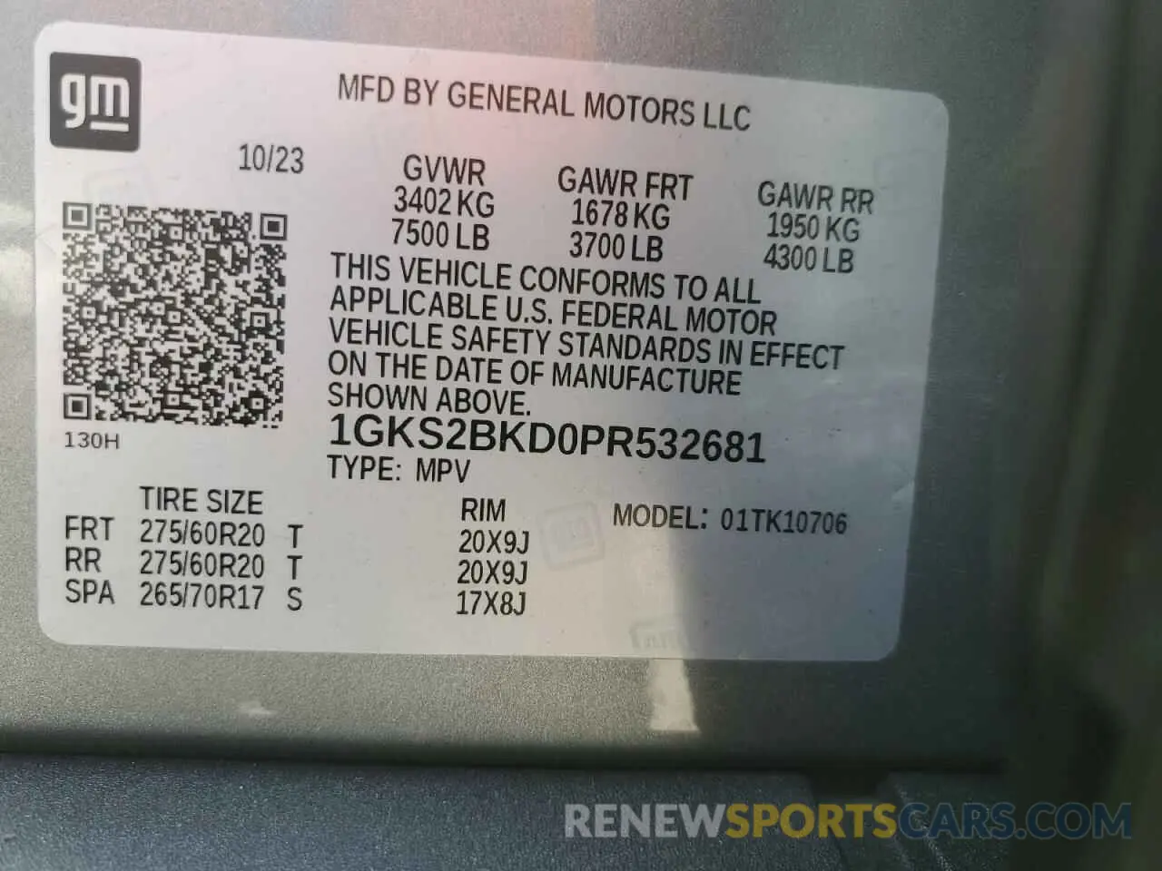 14 Photograph of a damaged car 1GKS2BKD0PR532681 GMC YUKON 2023