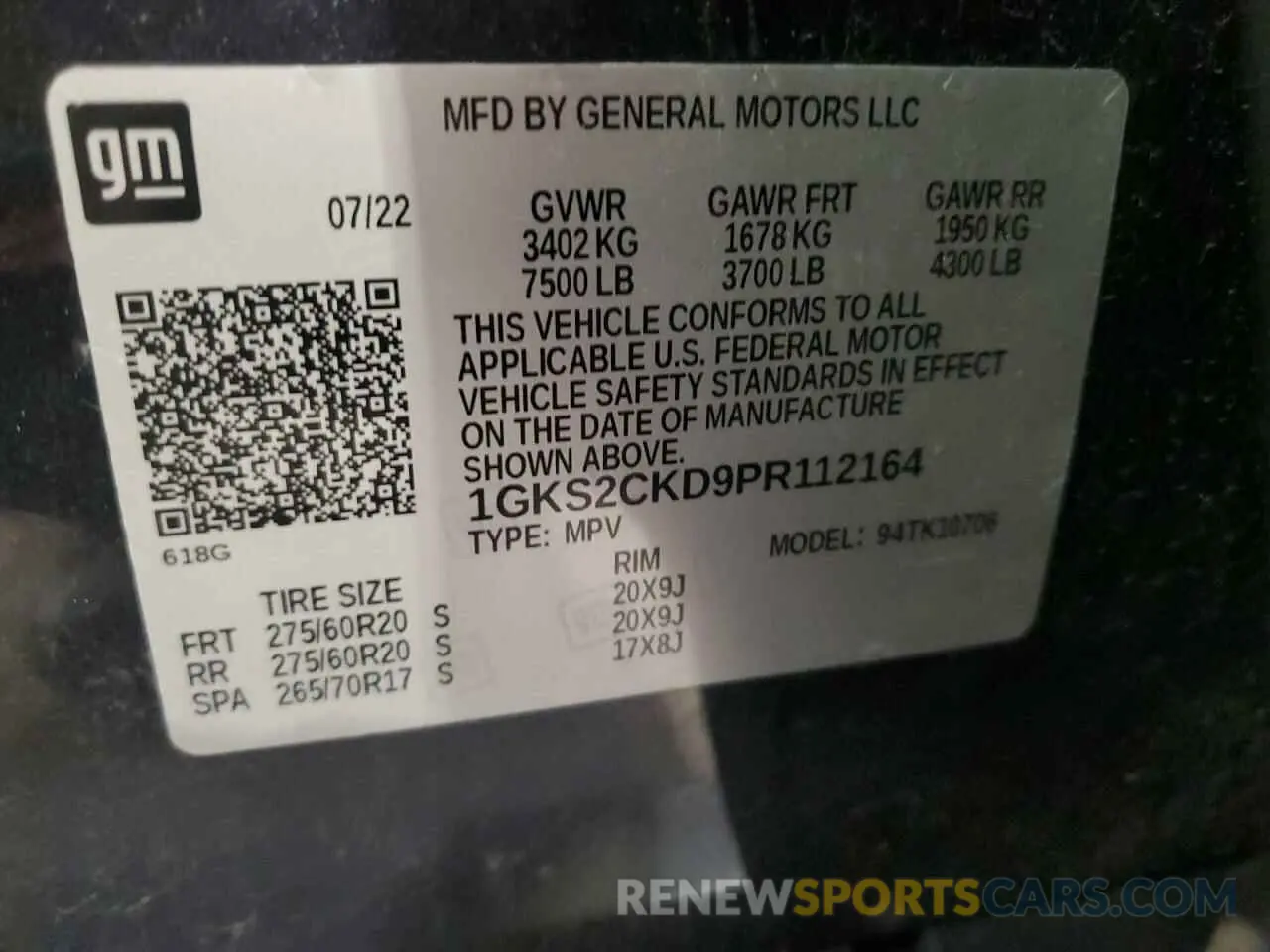 13 Photograph of a damaged car 1GKS2CKD9PR112164 GMC YUKON 2023