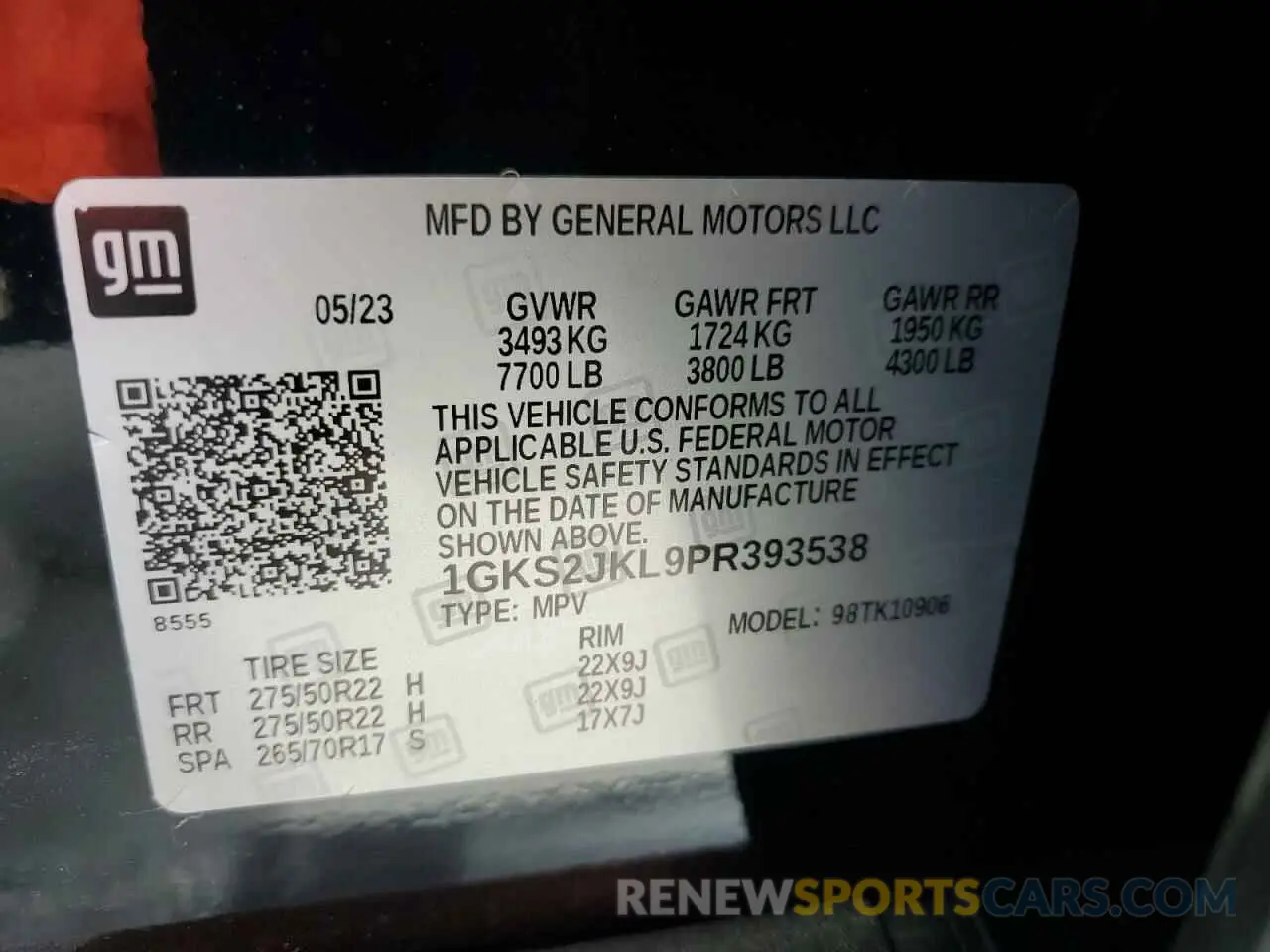13 Photograph of a damaged car 1GKS2JKL9PR393538 GMC YUKON 2023