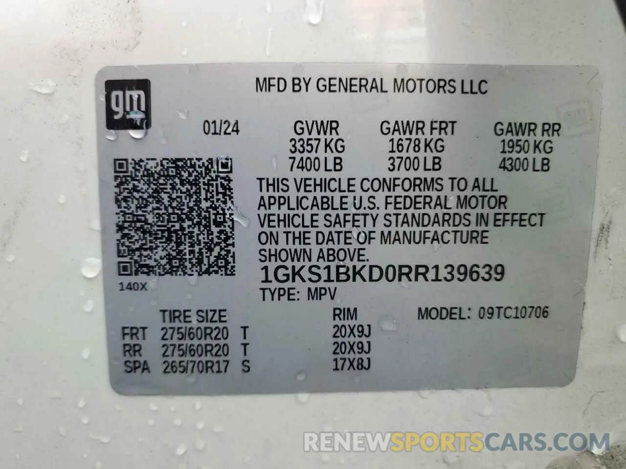 13 Photograph of a damaged car 1GKS1BKD0RR139639 GMC YUKON 2024
