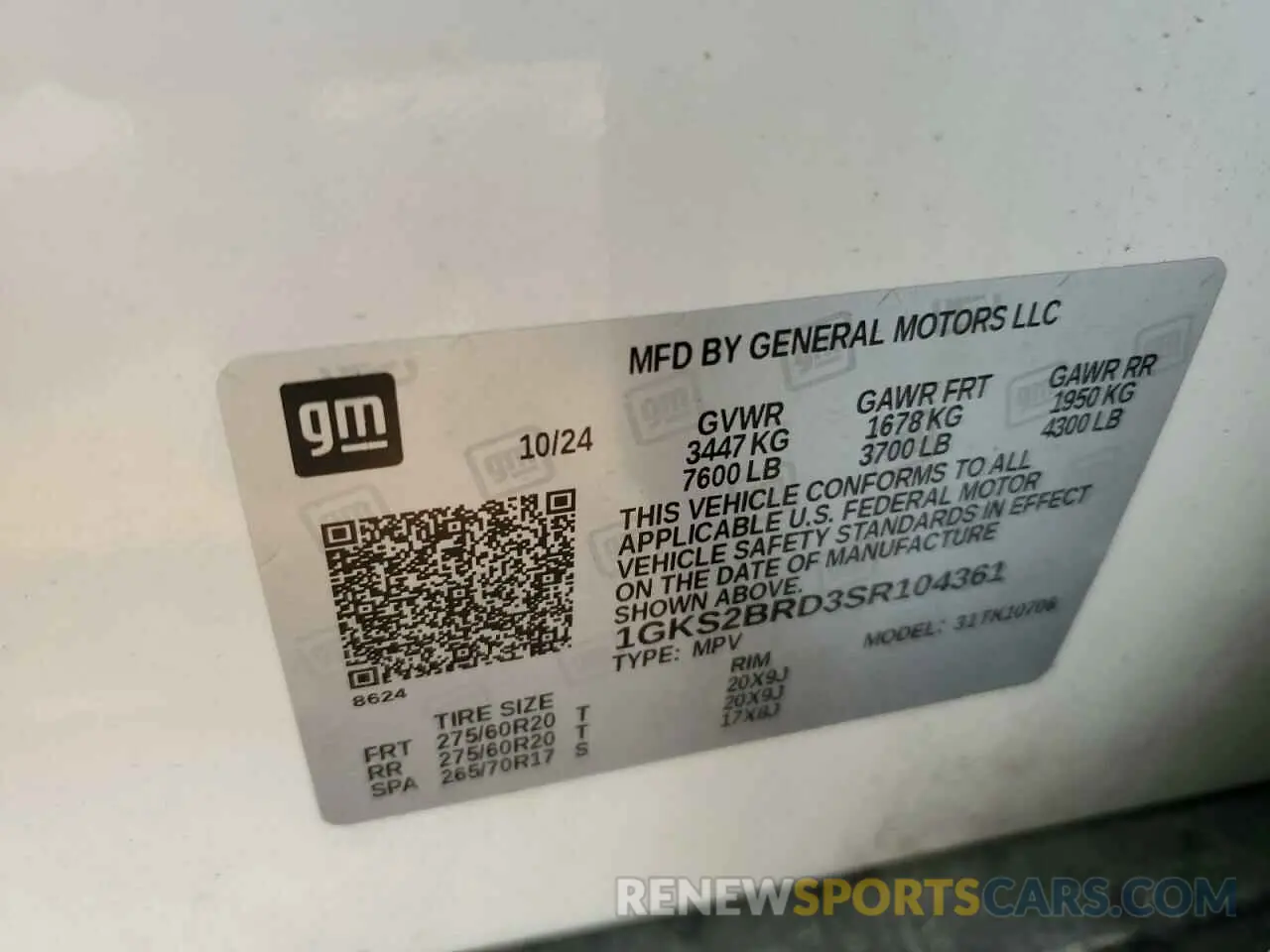 13 Photograph of a damaged car 1GKS2BRD3SR104361 GMC YUKON ELEV 2025