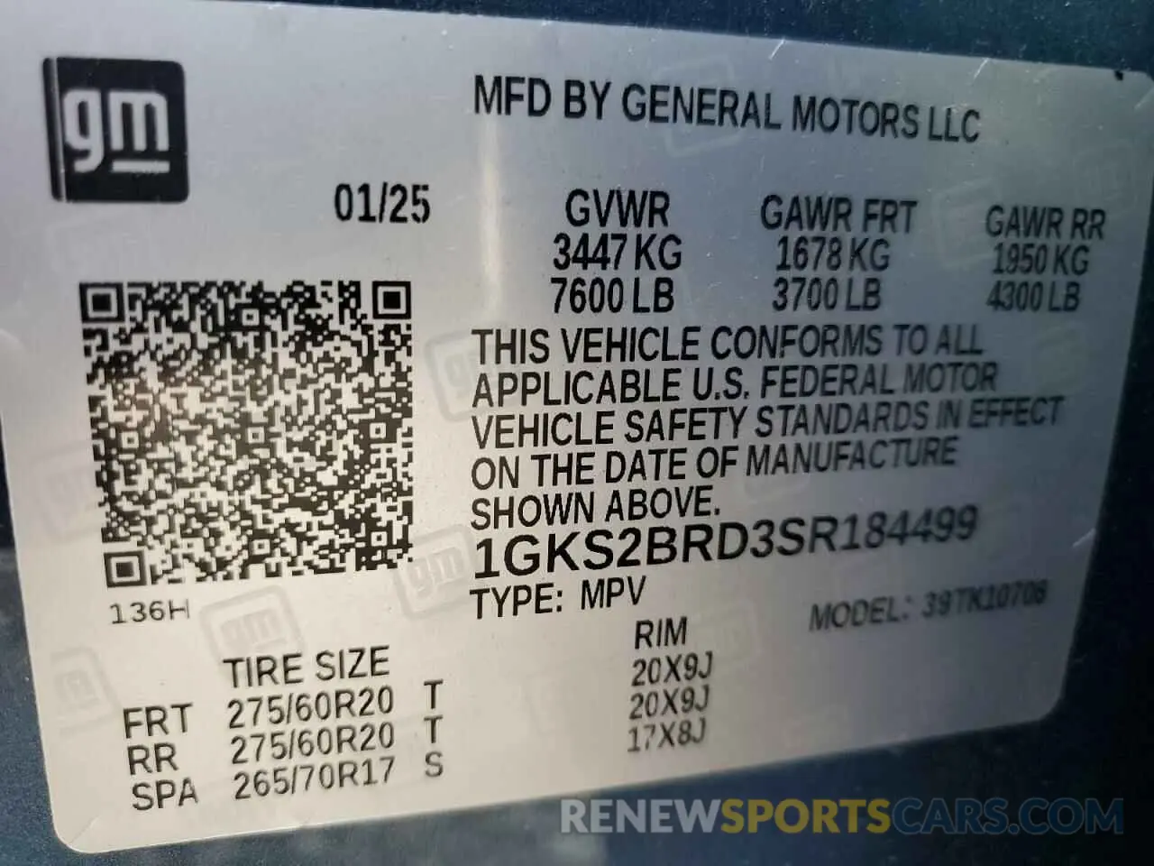 13 Photograph of a damaged car 1GKS2BRD3SR184499 GMC YUKON ELEV 2025