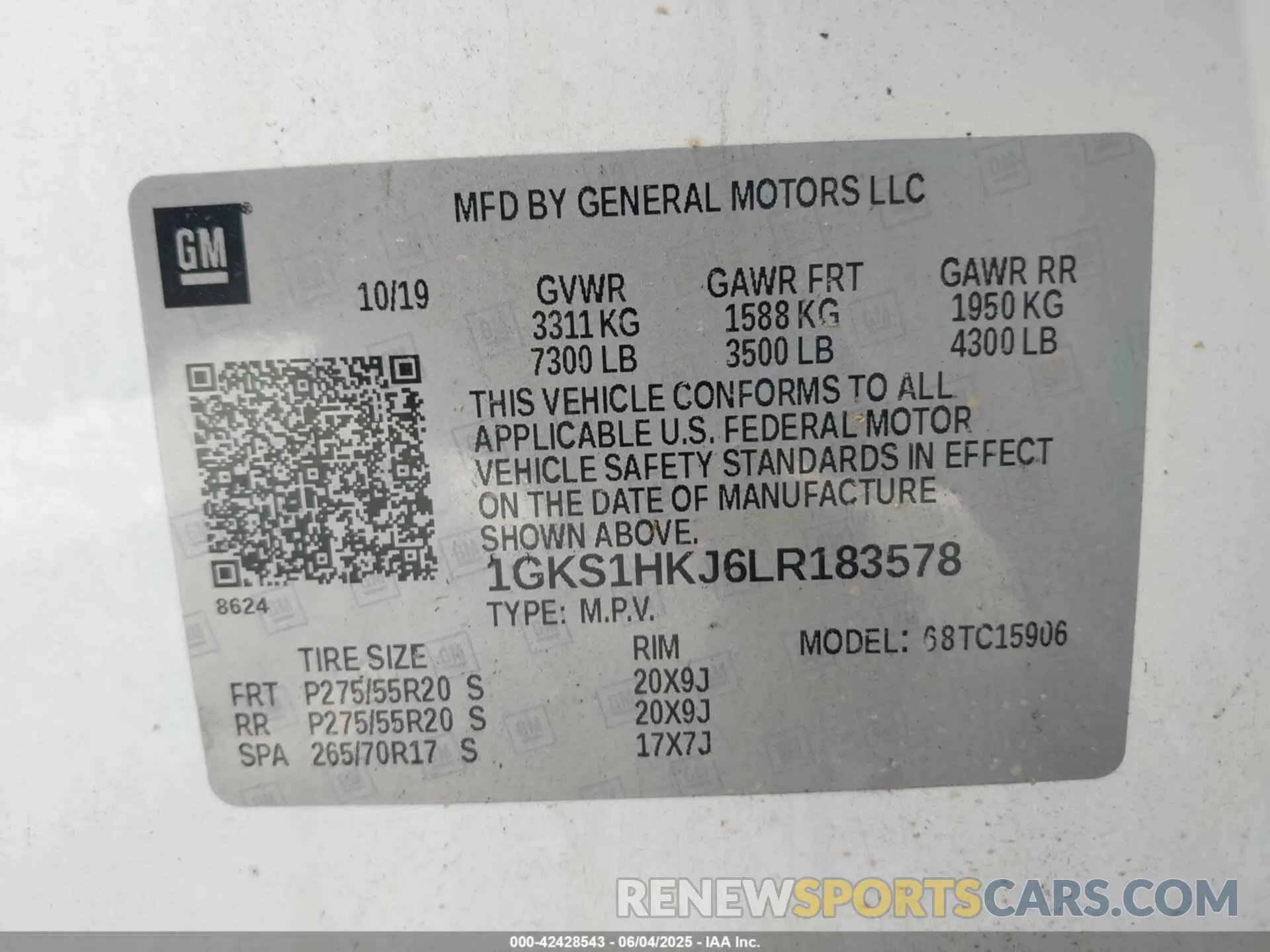 9 Photograph of a damaged car 1GKS1HKJ6LR183578 GMC YUKON XL 2020