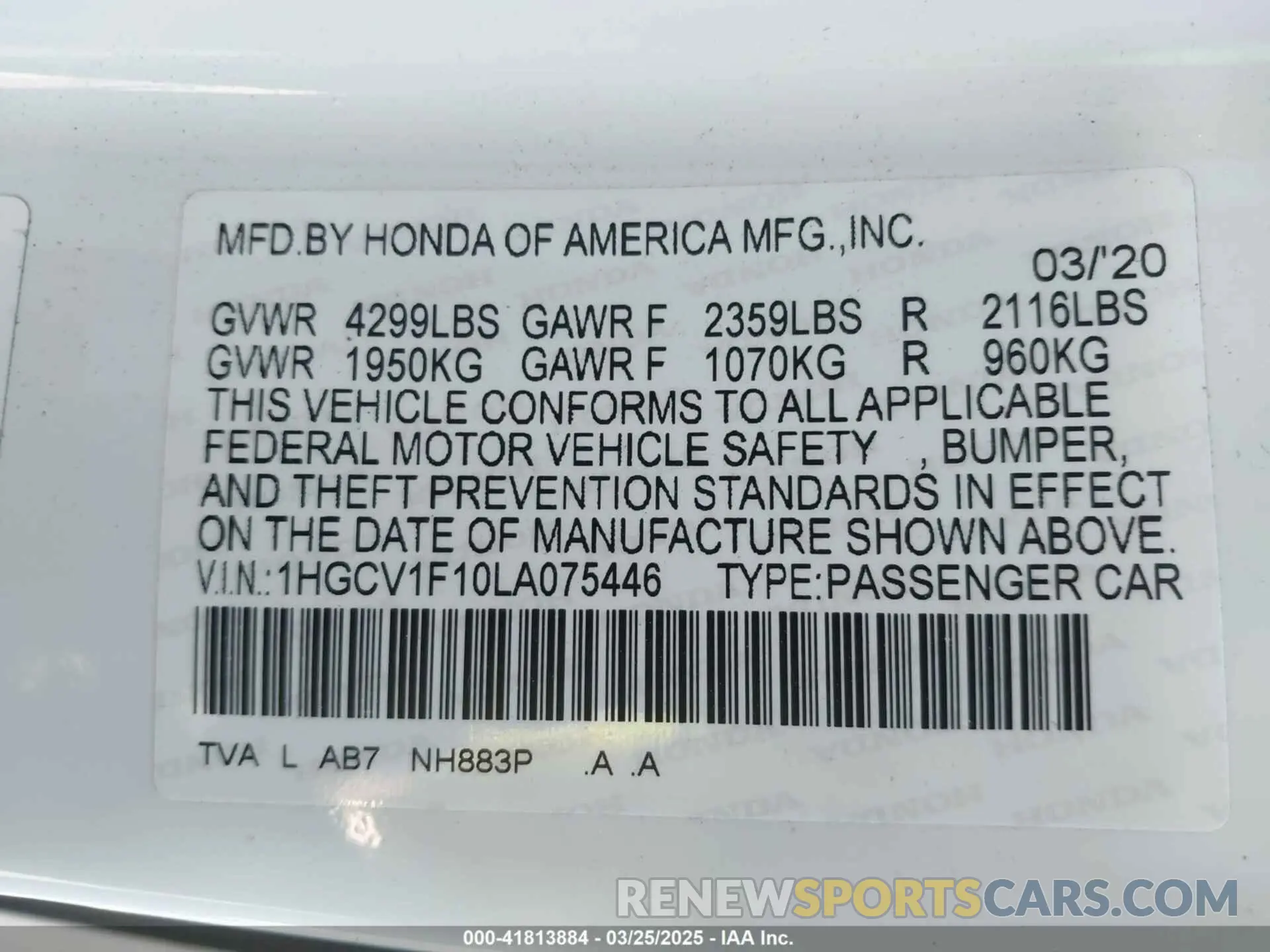 9 Photograph of a damaged car 1HGCV1F10LA075446 HONDA ACCORD 2020