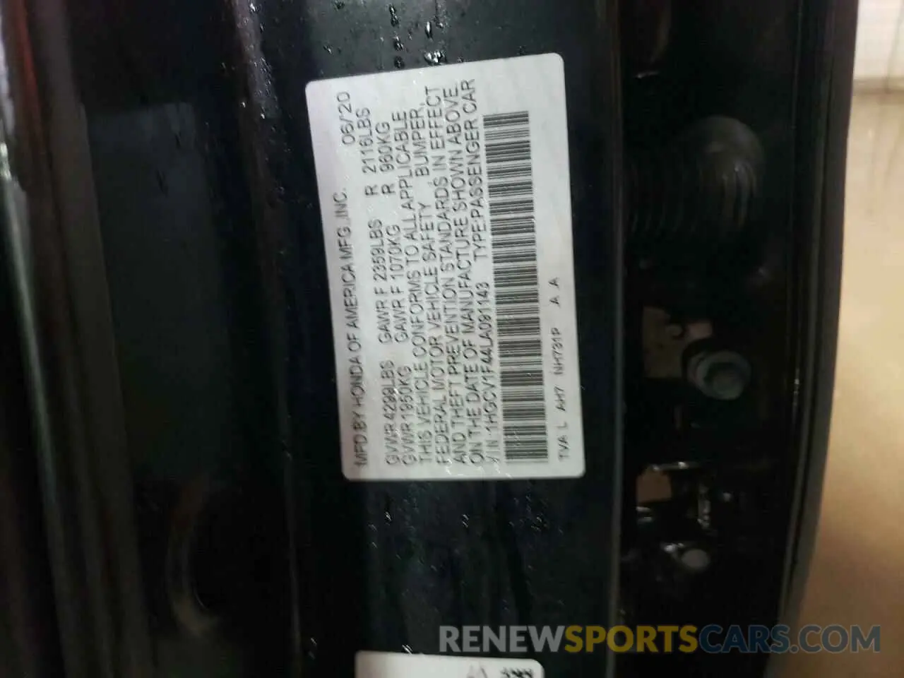 12 Photograph of a damaged car 1HGCV1F44LA091143 HONDA ACCORD 2020