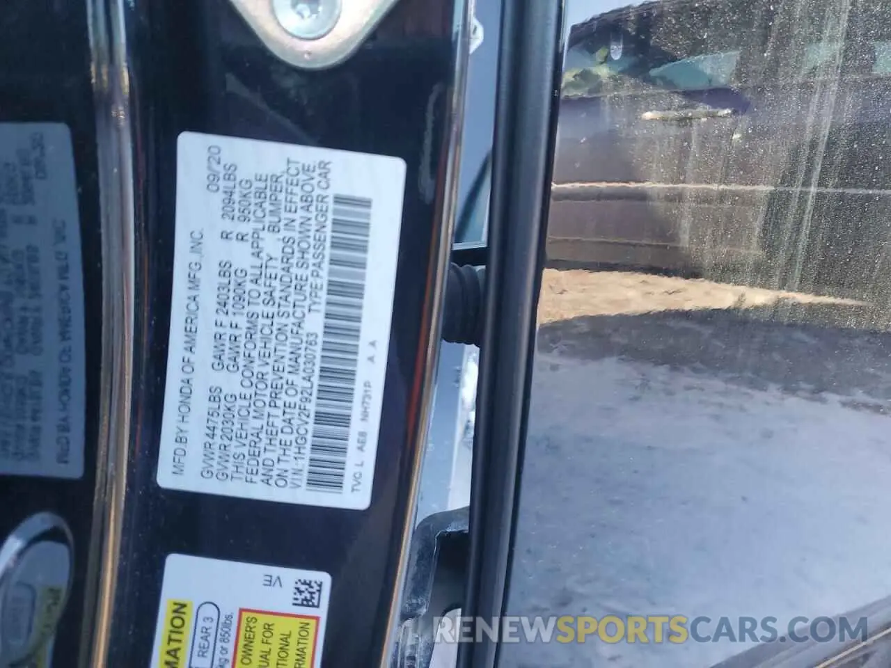 12 Photograph of a damaged car 1HGCV2F92LA030763 HONDA ACCORD 2020