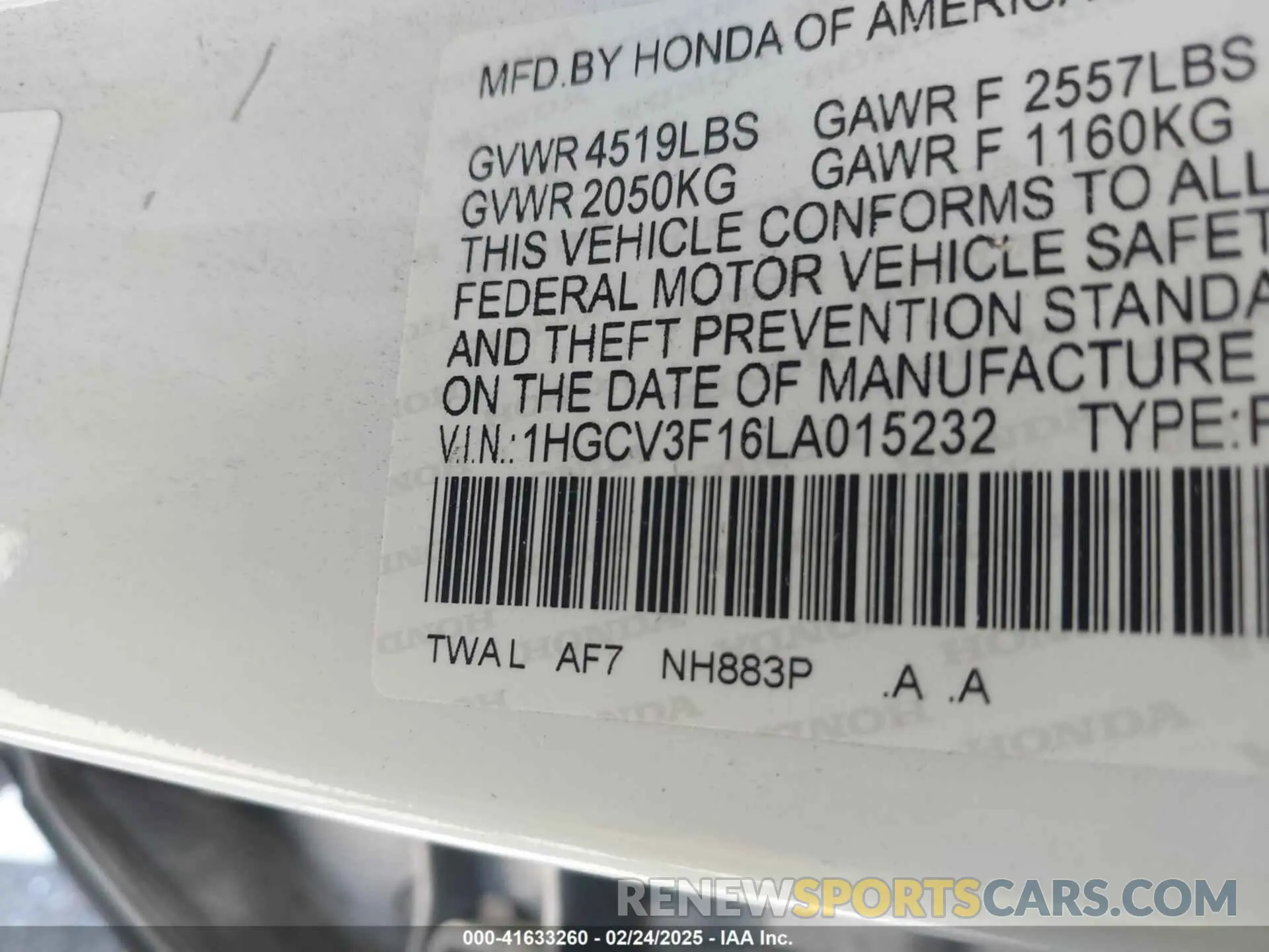 9 Photograph of a damaged car 1HGCV3F16LA015232 HONDA ACCORD 2020