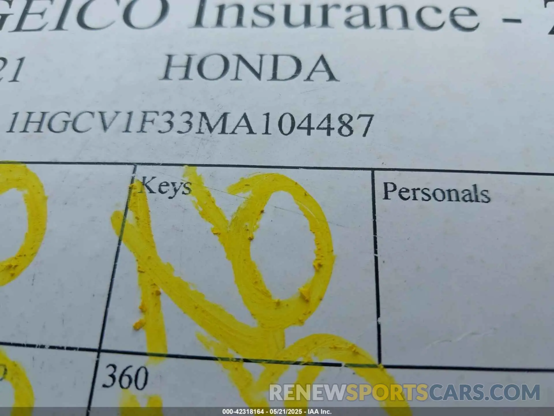 11 Photograph of a damaged car 1HGCV1F33MA104487 HONDA ACCORD 2021