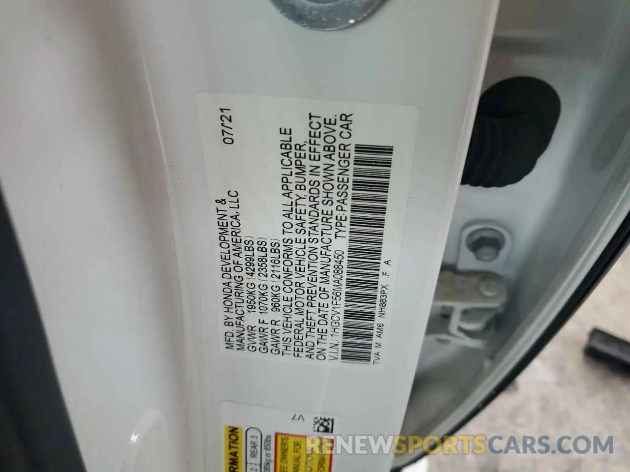 12 Photograph of a damaged car 1HGCV1F56MA088450 HONDA ACCORD 2021