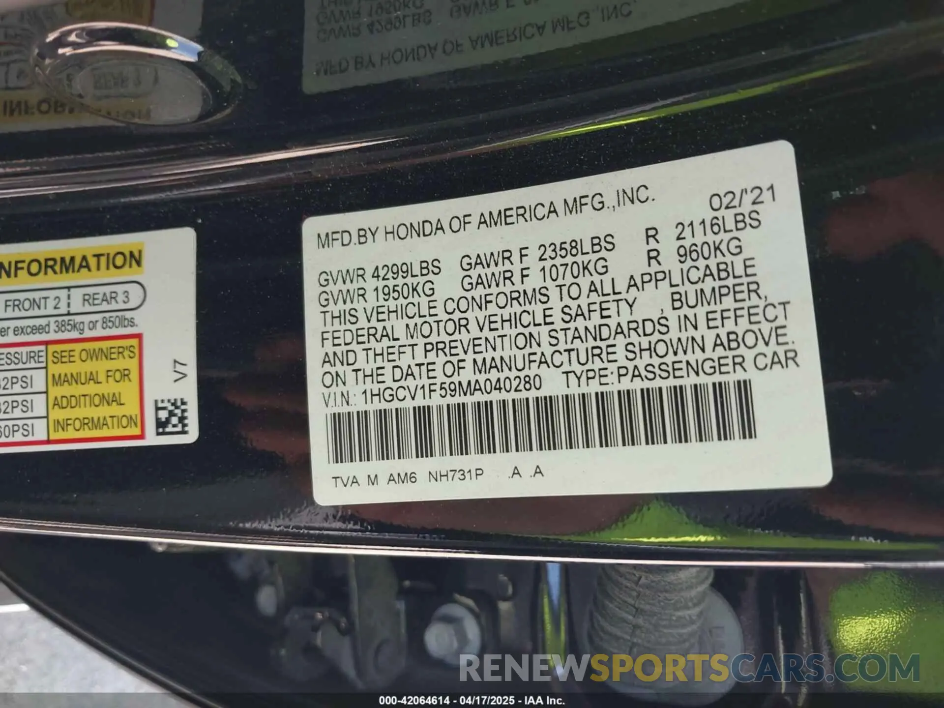 9 Photograph of a damaged car 1HGCV1F59MA040280 HONDA ACCORD 2021