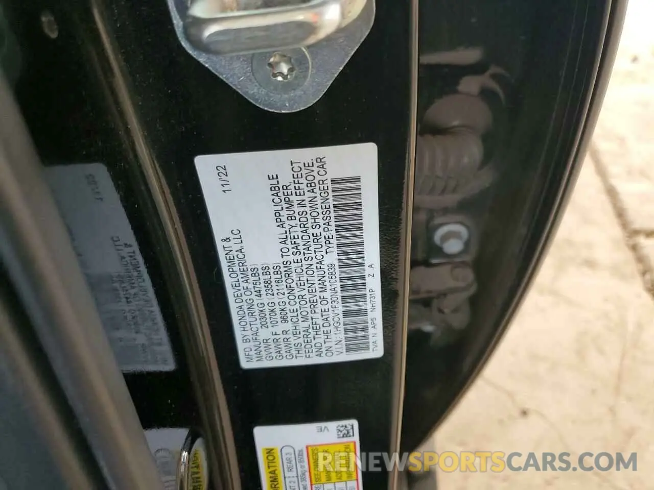 12 Photograph of a damaged car 1HGCV1F30NA105839 HONDA ACCORD 2022