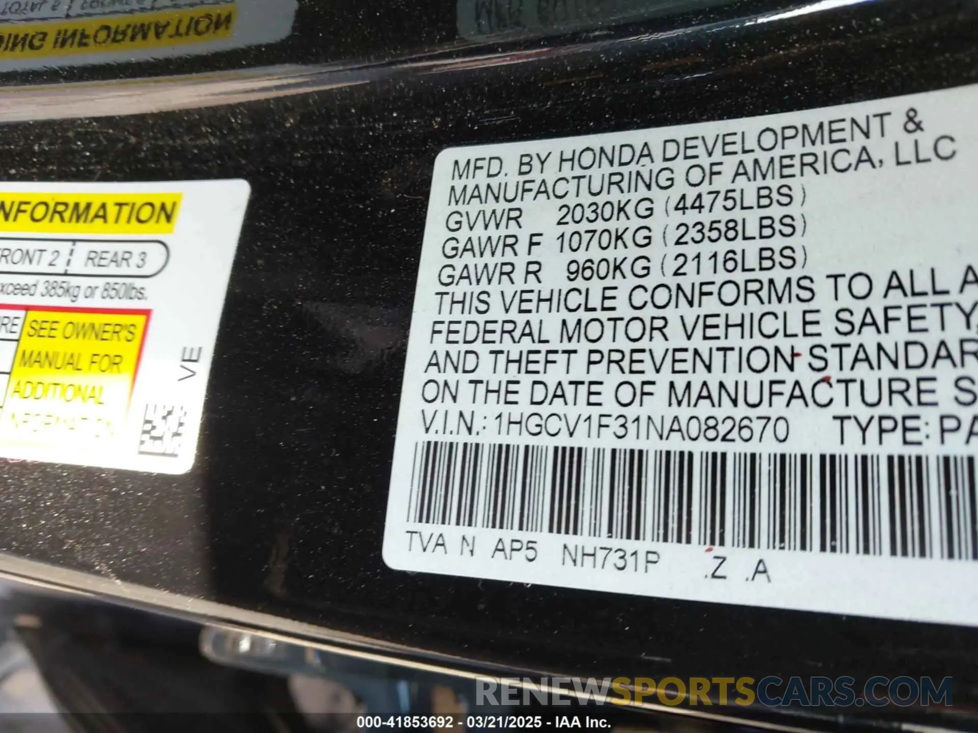 9 Photograph of a damaged car 1HGCV1F31NA082670 HONDA ACCORD 2022