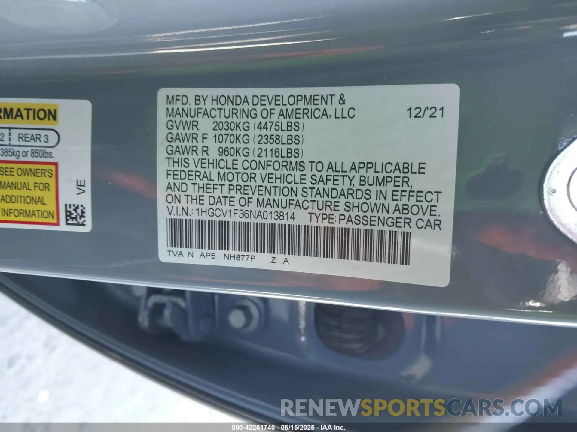9 Photograph of a damaged car 1HGCV1F36NA013814 HONDA ACCORD 2022