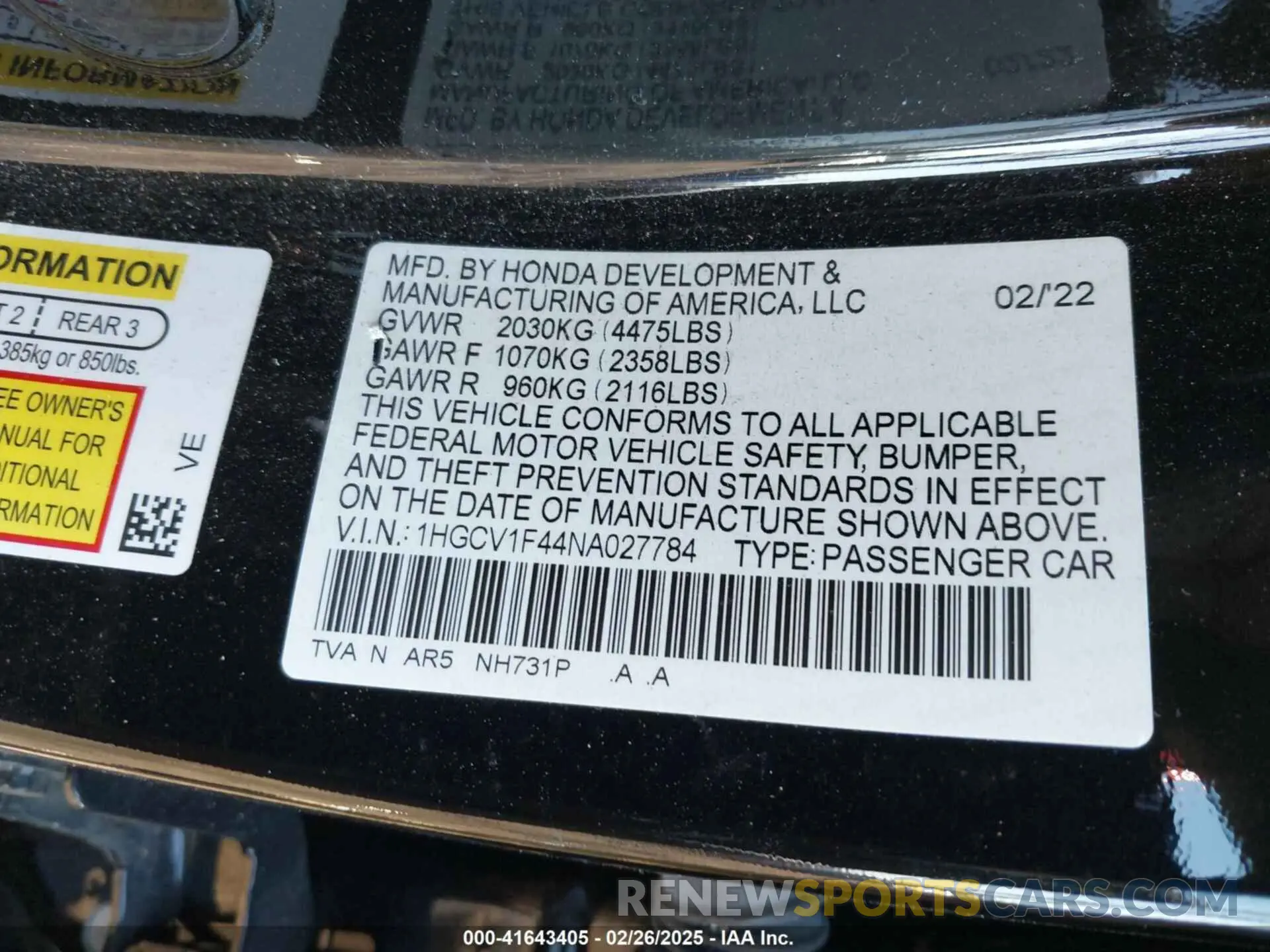 9 Photograph of a damaged car 1HGCV1F44NA027784 HONDA ACCORD 2022