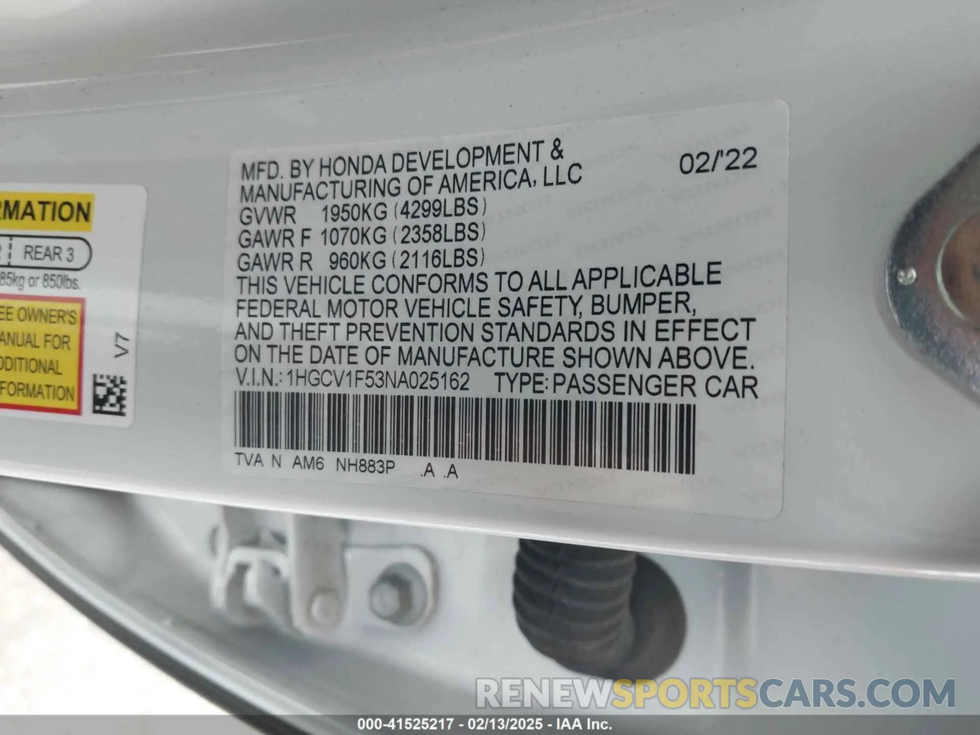 9 Photograph of a damaged car 1HGCV1F53NA025162 HONDA ACCORD 2022