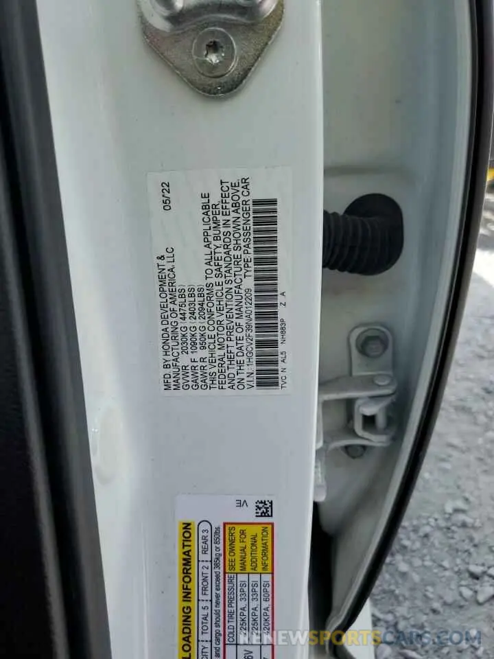 12 Photograph of a damaged car 1HGCV2F39NA012209 HONDA ACCORD 2022