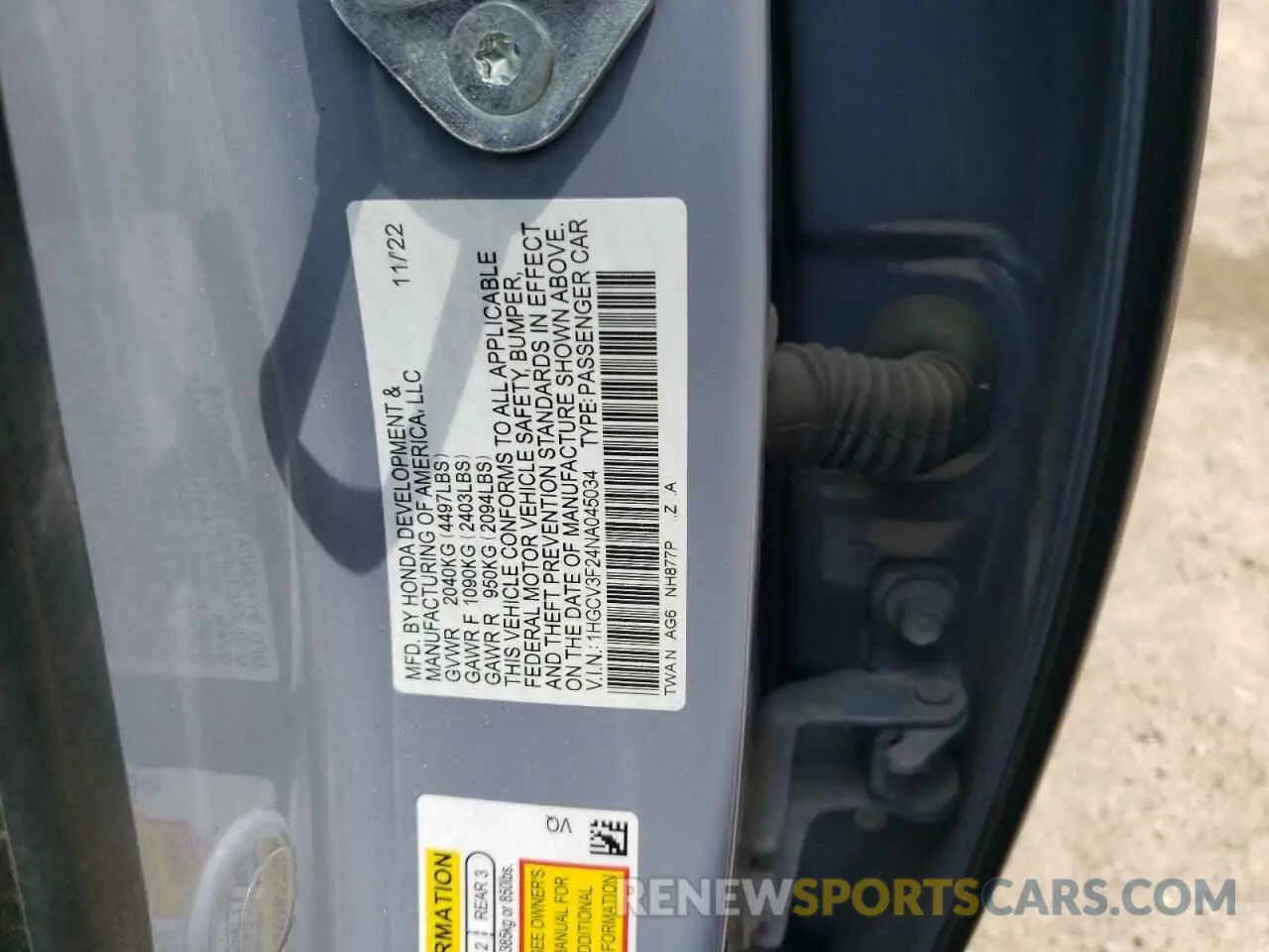 13 Photograph of a damaged car 1HGCV3F24NA045034 HONDA ACCORD 2022