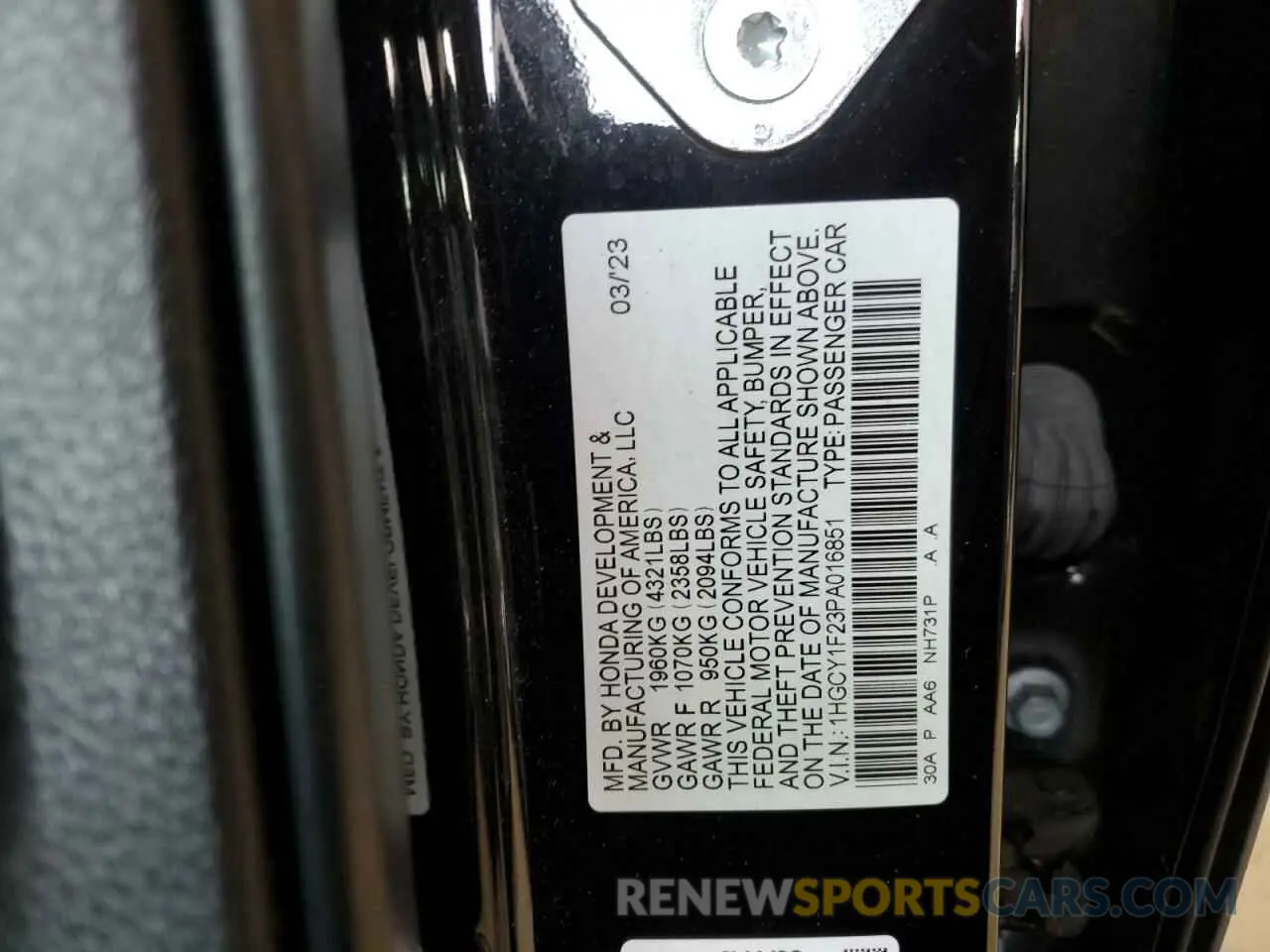 13 Photograph of a damaged car 1HGCY1F23PA016851 HONDA ACCORD 2023