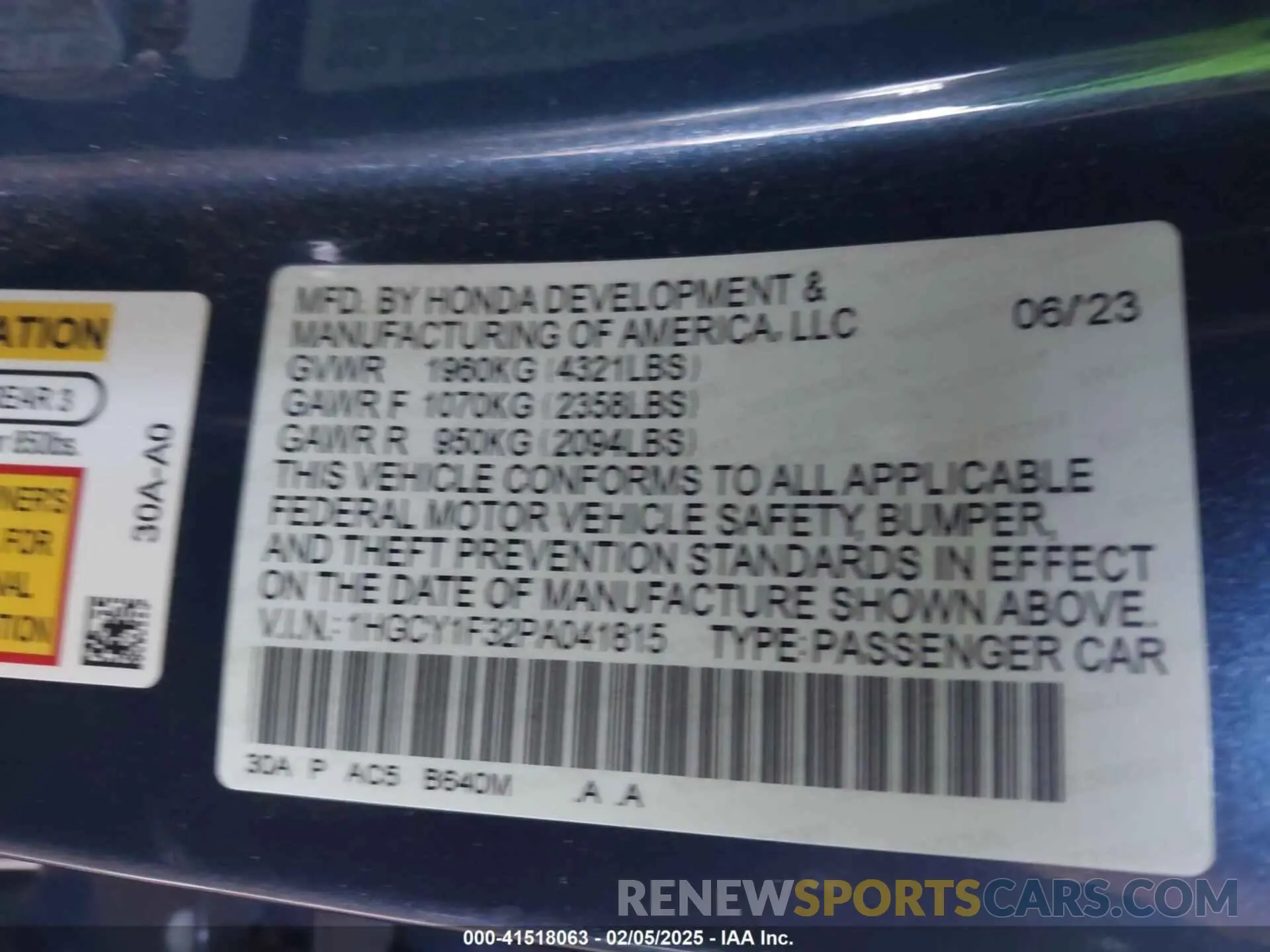 9 Photograph of a damaged car 1HGCY1F32PA041815 HONDA ACCORD 2023
